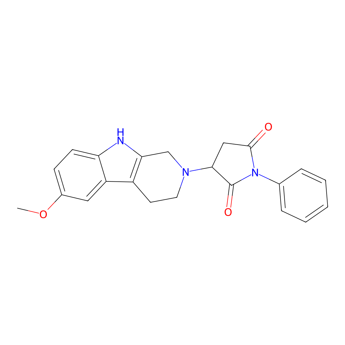 3-(6-methoxy-1,3,4,9-tetrahydro-2H-beta-carbolin-2-yl)-1-phenylpyrrolidine-2,5-dione molecular structure, CAS 1144438-33-4