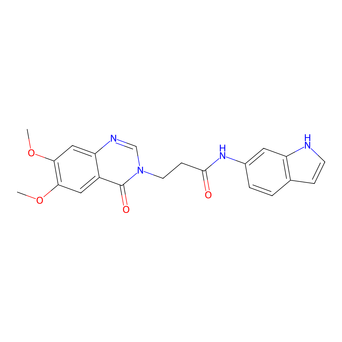 3-(6,7-dimethoxy-4-oxoquinazolin-3(4H)-yl)-N-(1H-indol-6-yl)propanamide molecular structure, CAS 1144438-45-8