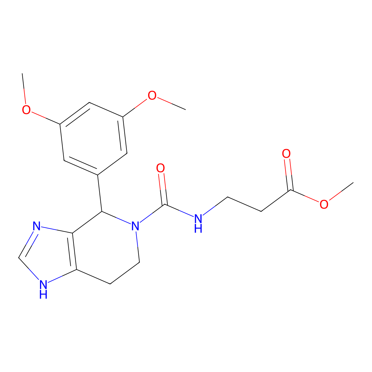 methyl N-{[4-(3,5-dimethoxyphenyl)-1,4,6,7-tetrahydro-5H-imidazo[4,5-c]pyridin-5-yl]carbonyl}-beta-alaninate molecular structure, CAS 1144438-56-1