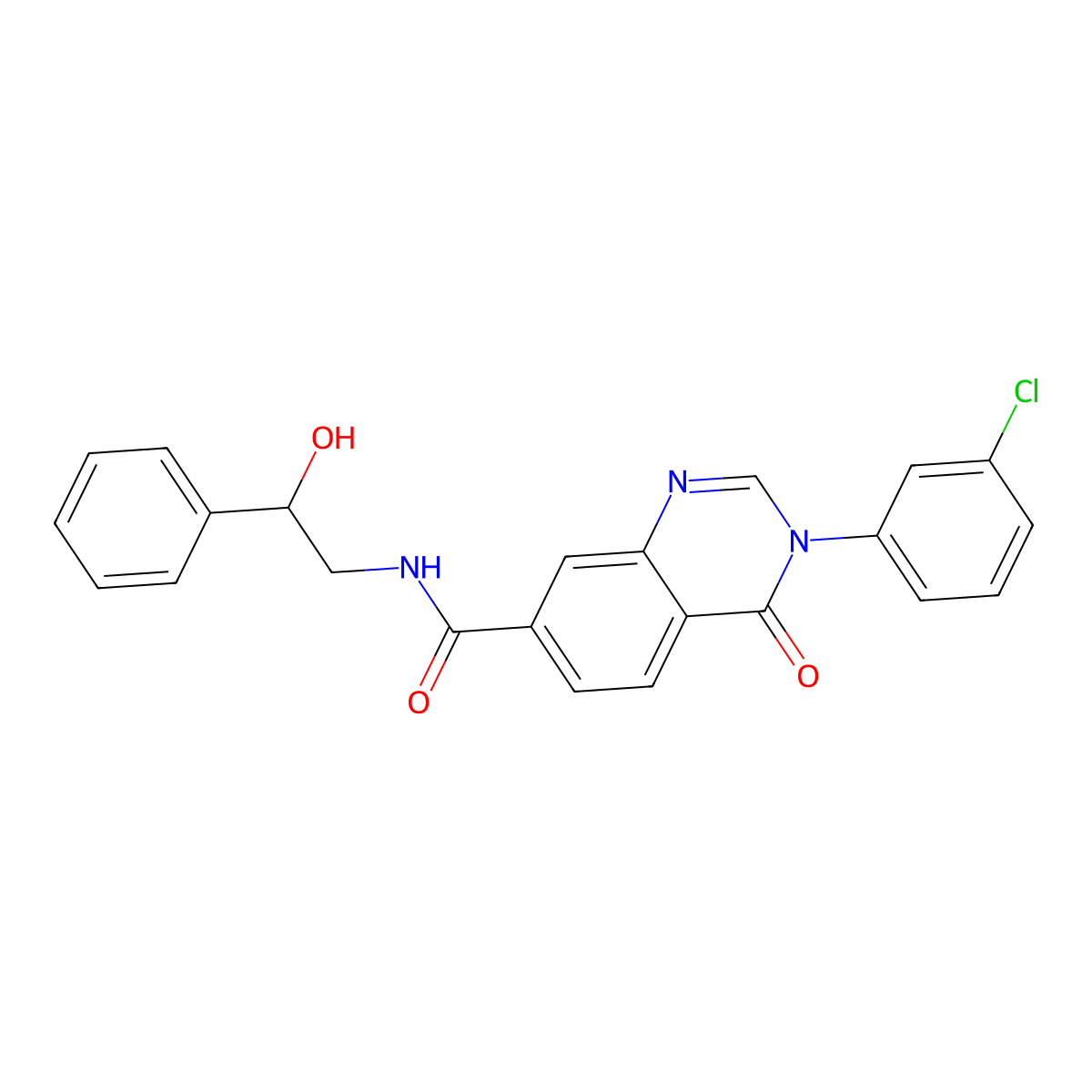 3-(3-chlorophenyl)-N-(2-hydroxy-2-phenylethyl)-4-oxo-3,4-dihydroquinazoline-7-carboxamide molecular structure, CAS 1144438-92-5