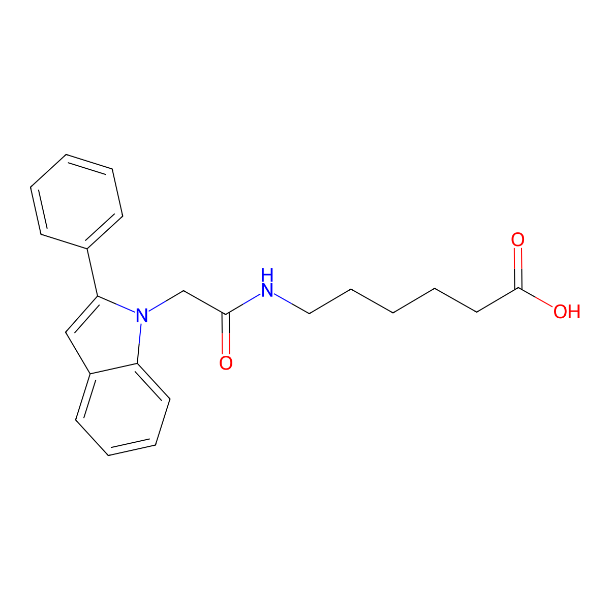 6-{[(2-phenyl-1H-indol-1-yl)acetyl]amino}hexanoic acid molecular structure, CAS 1144438-93-6