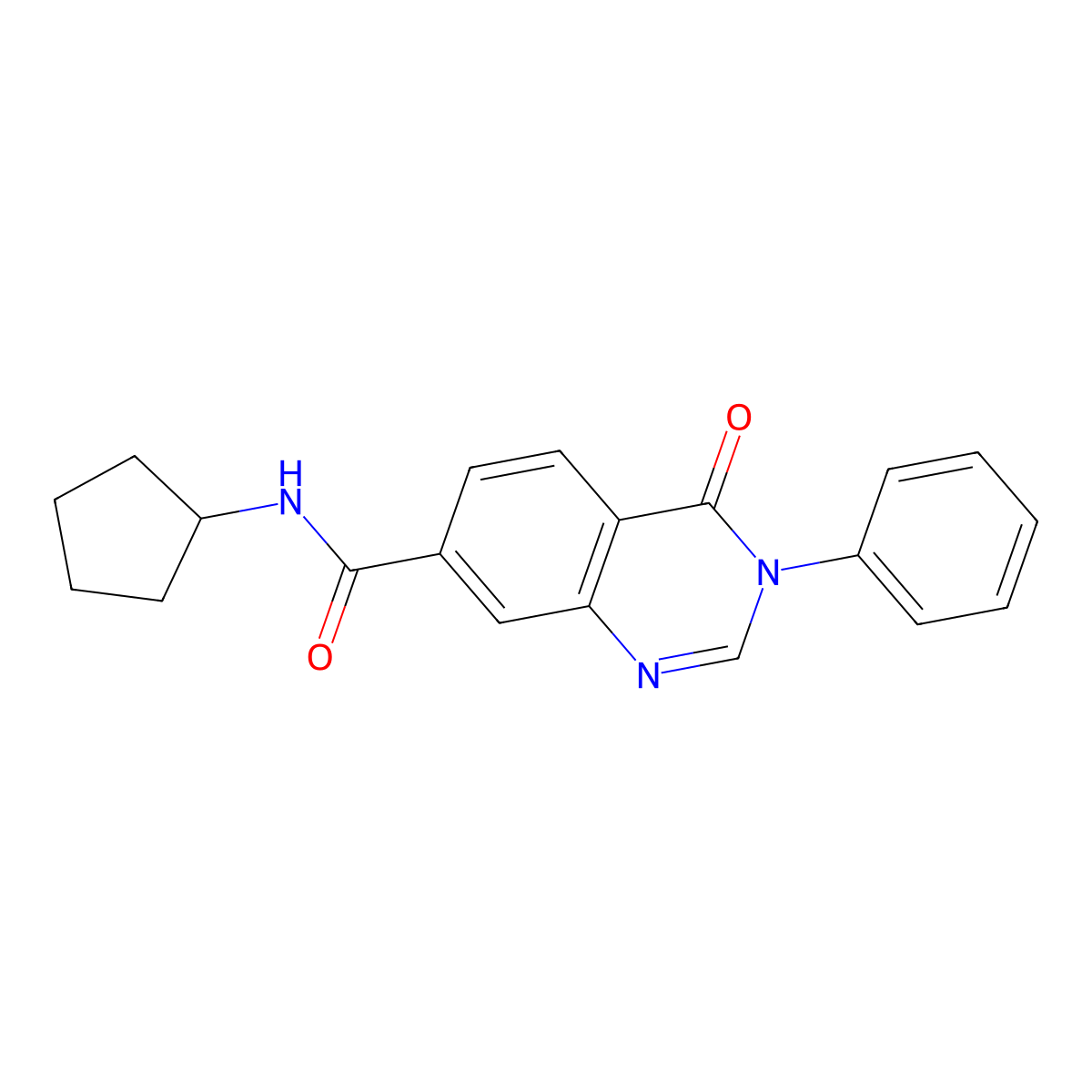 N-cyclopentyl-4-oxo-3-phenyl-3,4-dihydroquinazoline-7-carboxamide molecular structure, CAS 1144439-10-0