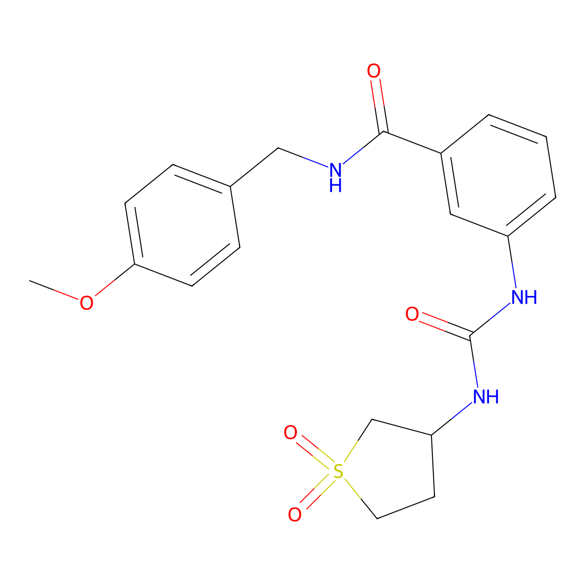 3-{[(1,1-dioxidotetrahydrothiophen-3-yl)carbamoyl]amino}-N-(4-methoxybenzyl)benzamide molecular structure, CAS 1144439-17-7