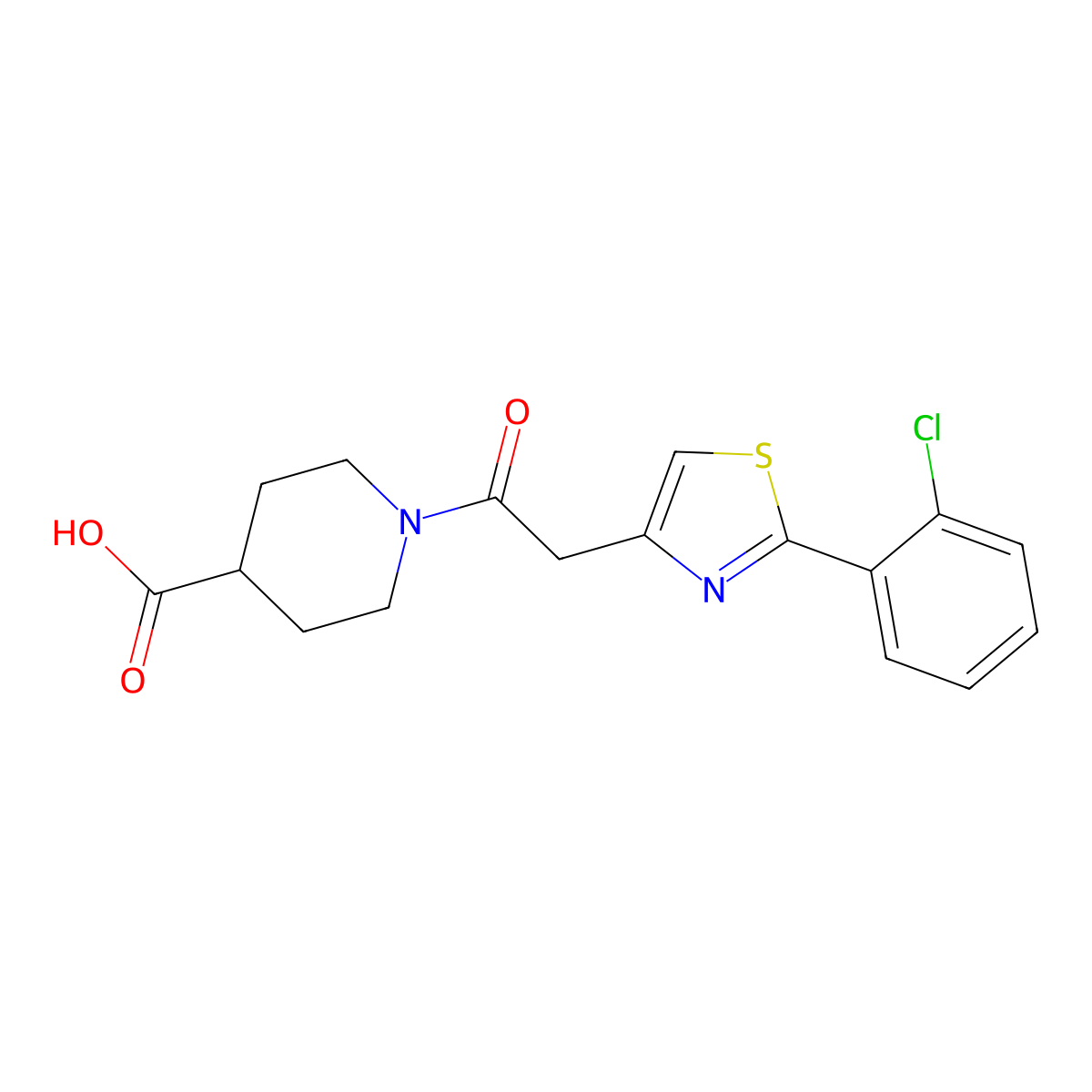 1-{[2-(2-Chlorophenyl)-1,3-thiazol-4-yl]acetyl}piperidine-4-carboxylic acid molecular structure, CAS 1144439-23-5