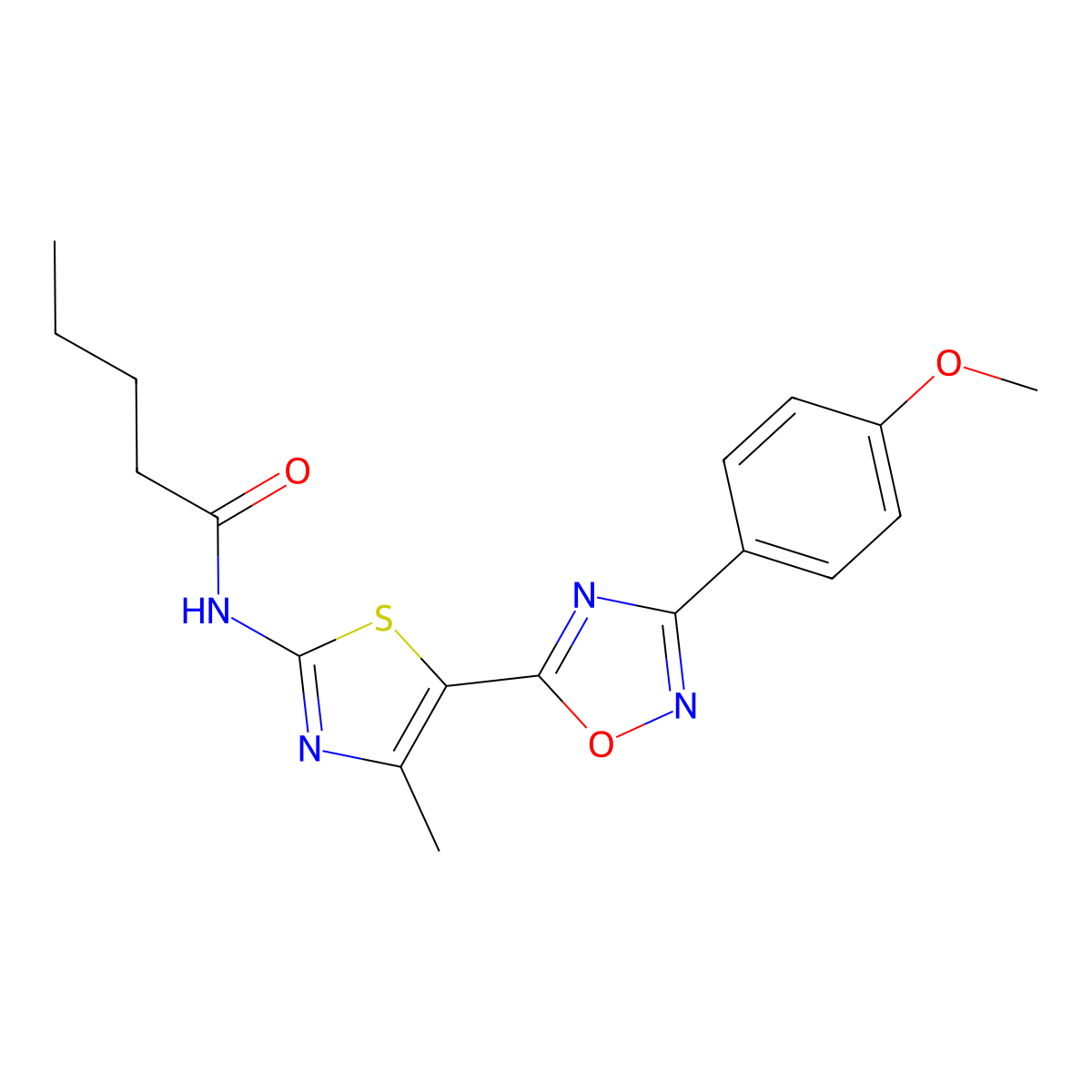 N-[(2Z)-5-[3-(4-methoxyphenyl)-1,2,4-oxadiazol-5-yl]-4-methyl-1,3-thiazol-2(3H)-ylidene]pentanamide molecular structure, CAS 1144439-41-7