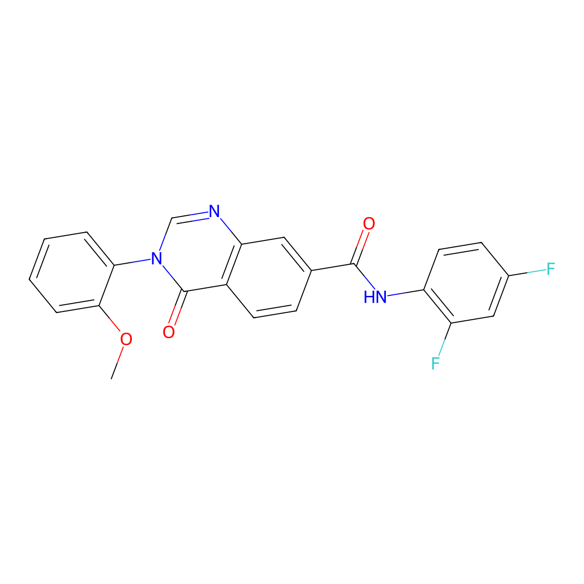N-(2,4-difluorophenyl)-3-(2-methoxyphenyl)-4-oxo-3,4-dihydroquinazoline-7-carboxamide molecular structure, CAS 1144439-43-9