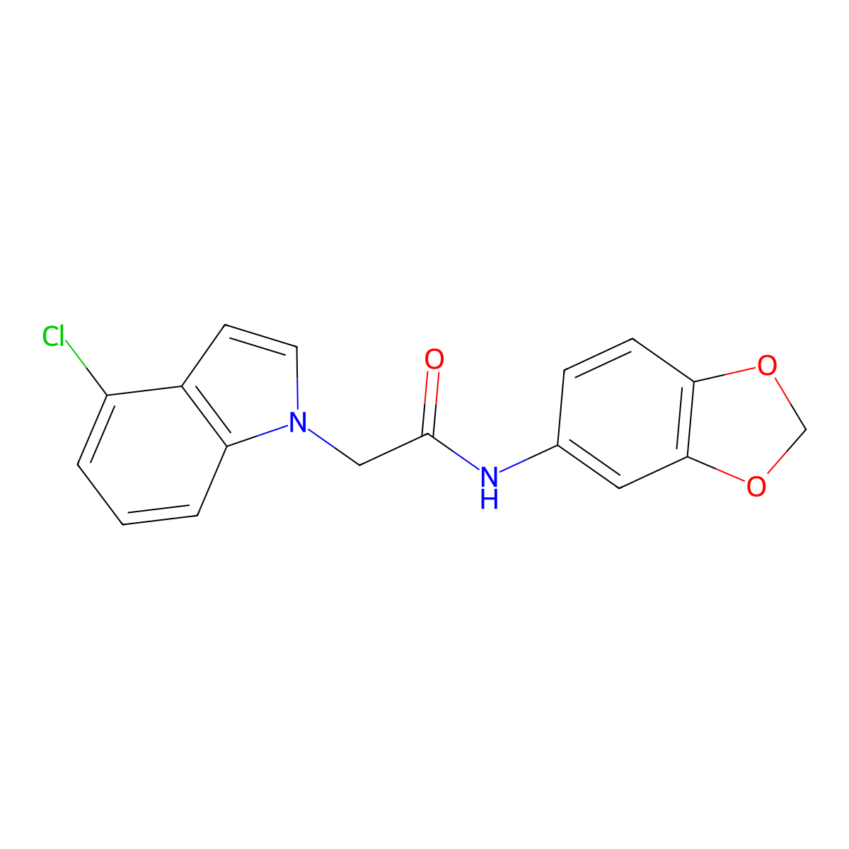 N-(1,3-benzodioxol-5-yl)-2-(4-chloro-1H-indol-1-yl)acetamide molecular structure, CAS 1144439-45-1