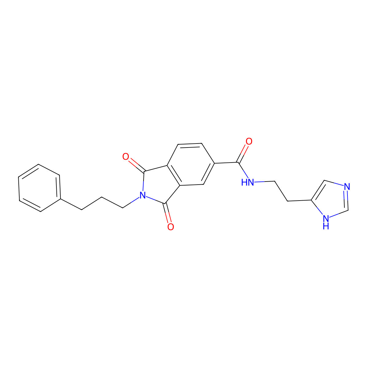 N-[2-(1H-imidazol-4-yl)ethyl]-1,3-dioxo-2-(3-phenylpropyl)-2,3-dihydro-1H-isoindole-5-carboxamide molecular structure, CAS 1144439-57-5