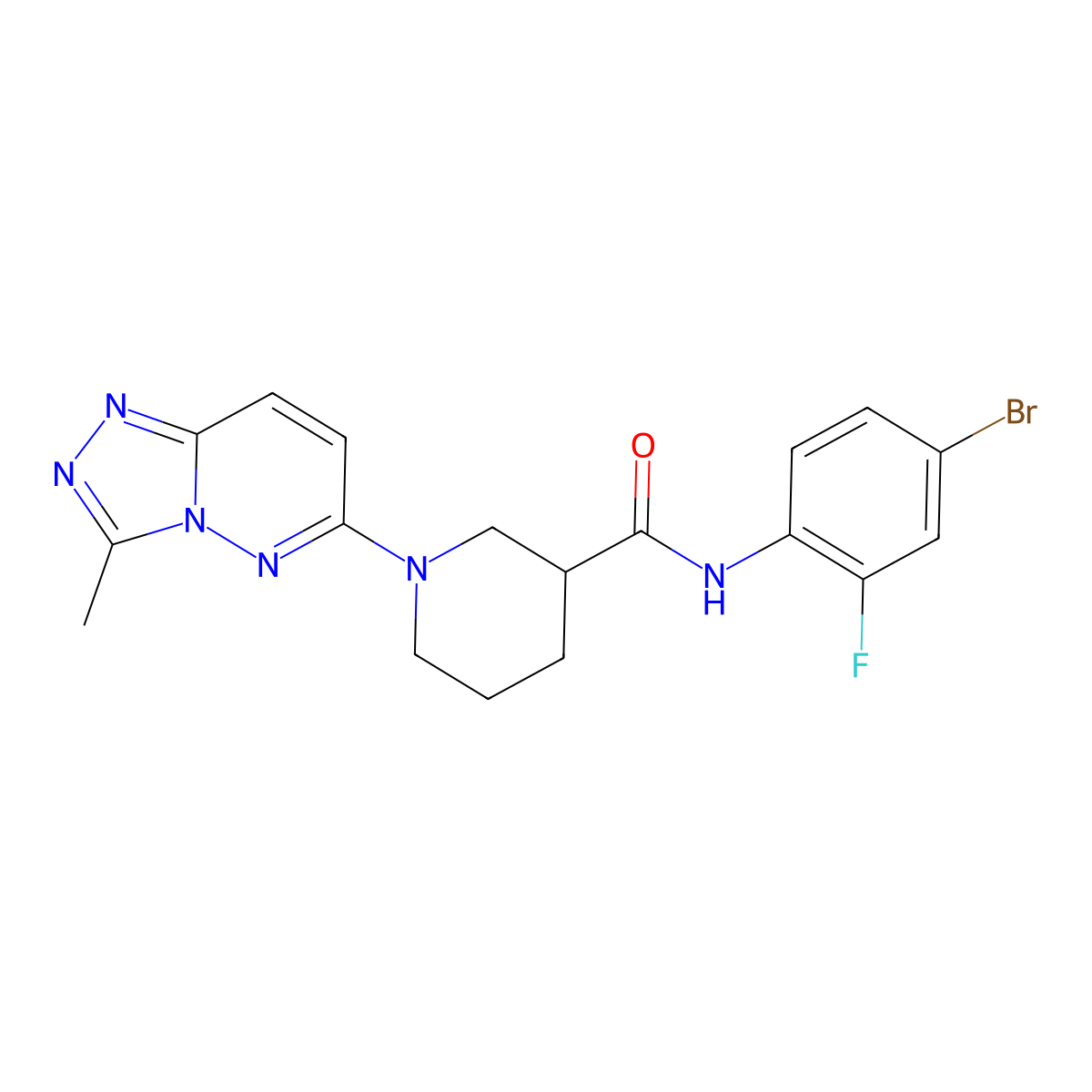 N-(4-bromo-2-fluorophenyl)-1-(3-methyl[1,2,4]triazolo[4,3-b]pyridazin-6-yl)piperidine-3-carboxamide molecular structure, CAS 1144439-85-9
