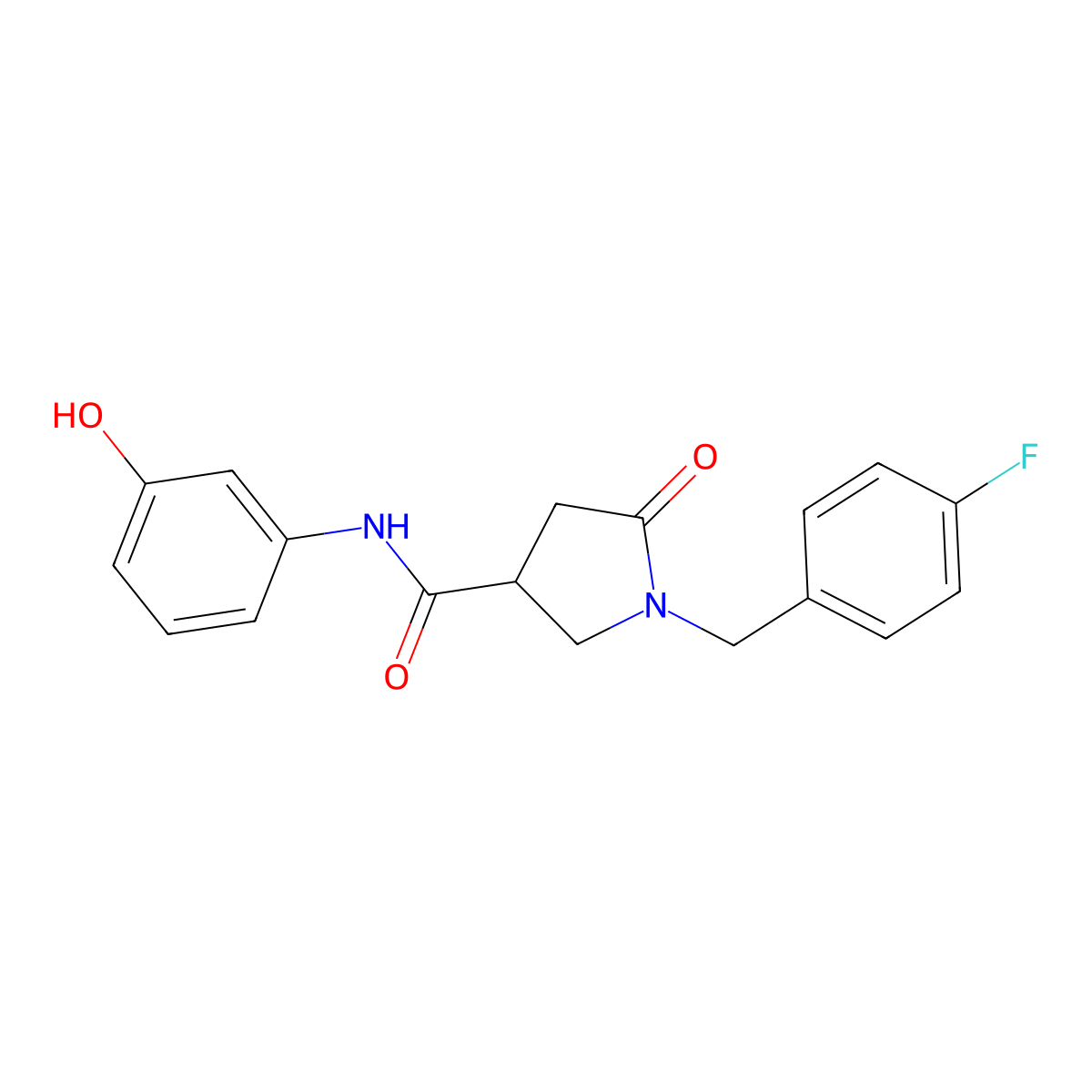 1-(4-fluorobenzyl)-N-(3-hydroxyphenyl)-5-oxopyrrolidine-3-carboxamide molecular structure, CAS 1144439-88-2