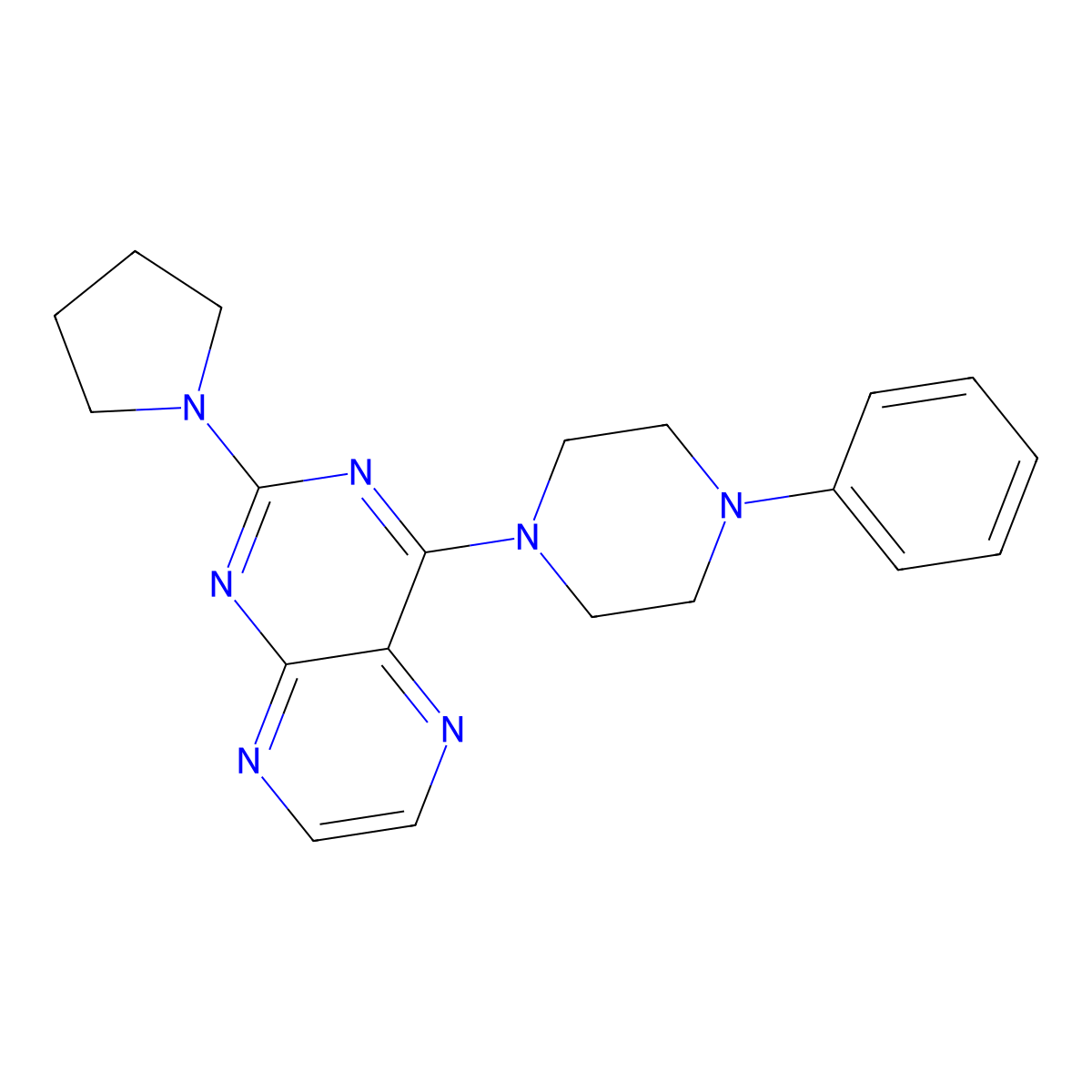 4-(4-Phenylpiperazinyl)-2-pyrrolidinylpteridine molecular structure, CAS 1144439-97-3