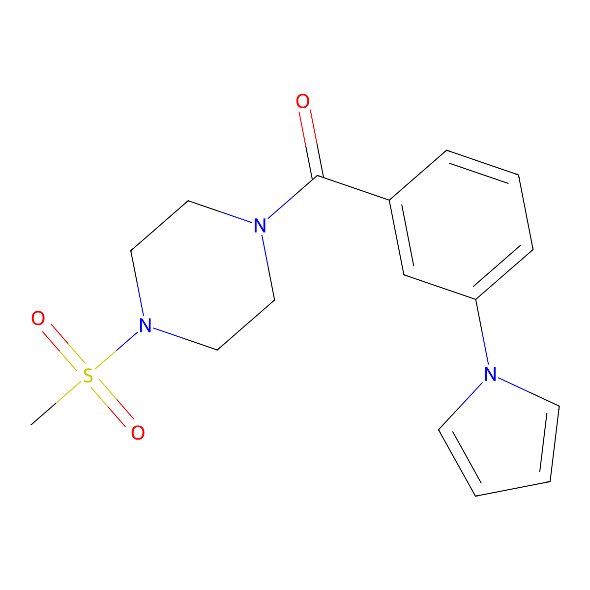 1-(methylsulfonyl)-4-[3-(1H-pyrrol-1-yl)benzoyl]piperazine molecular structure, CAS 1144439-98-4
