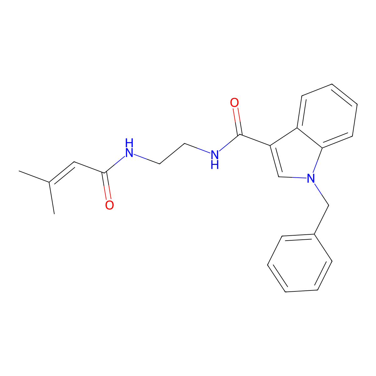 1-benzyl-N-{2-[(3-methylbut-2-enoyl)amino]ethyl}-1H-indole-3-carboxamide molecular structure, CAS 1144440-05-0