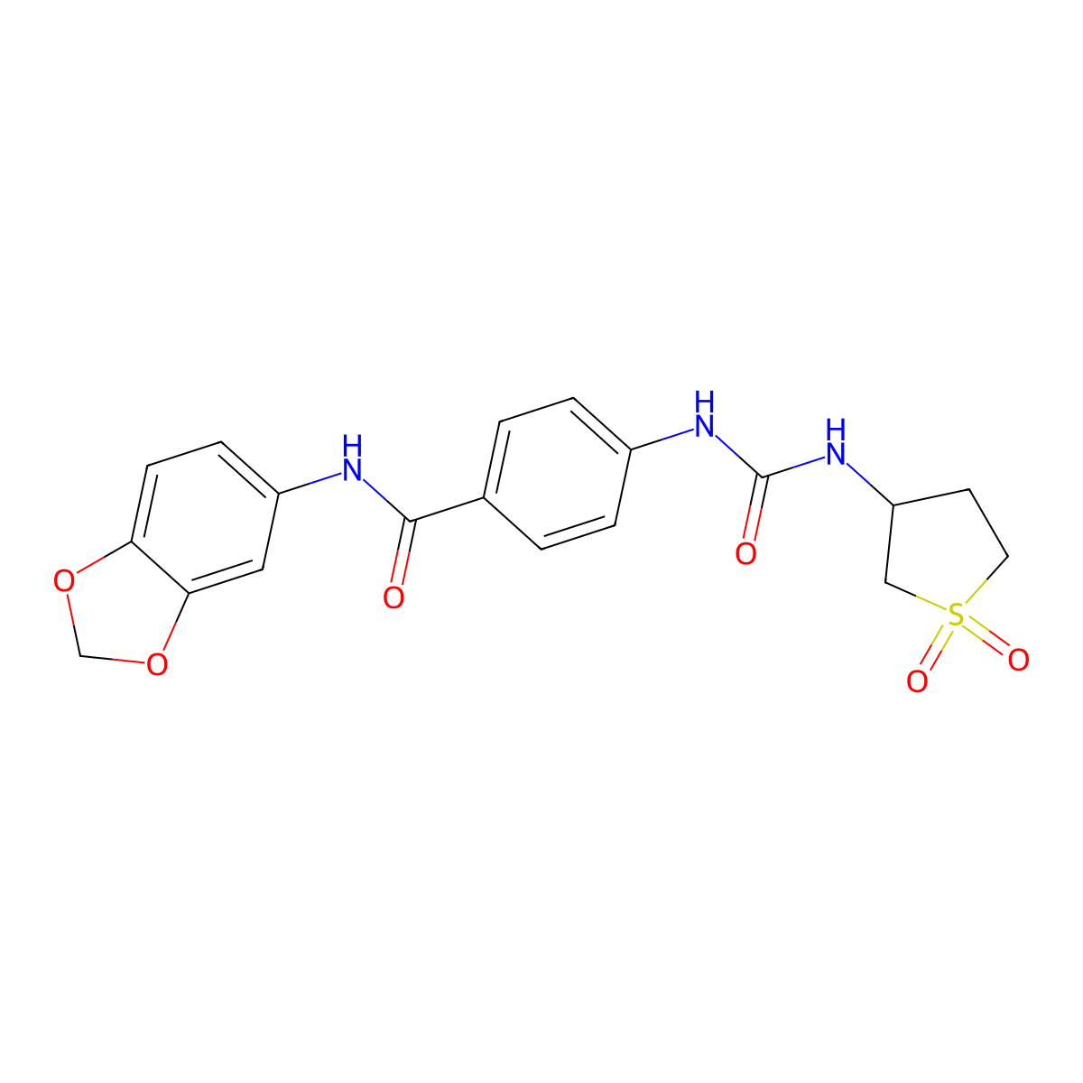 N-(1,3-benzodioxol-5-yl)-4-{[(1,1-dioxidotetrahydrothiophen-3-yl)carbamoyl]amino}benzamide molecular structure, CAS 1144440-07-2