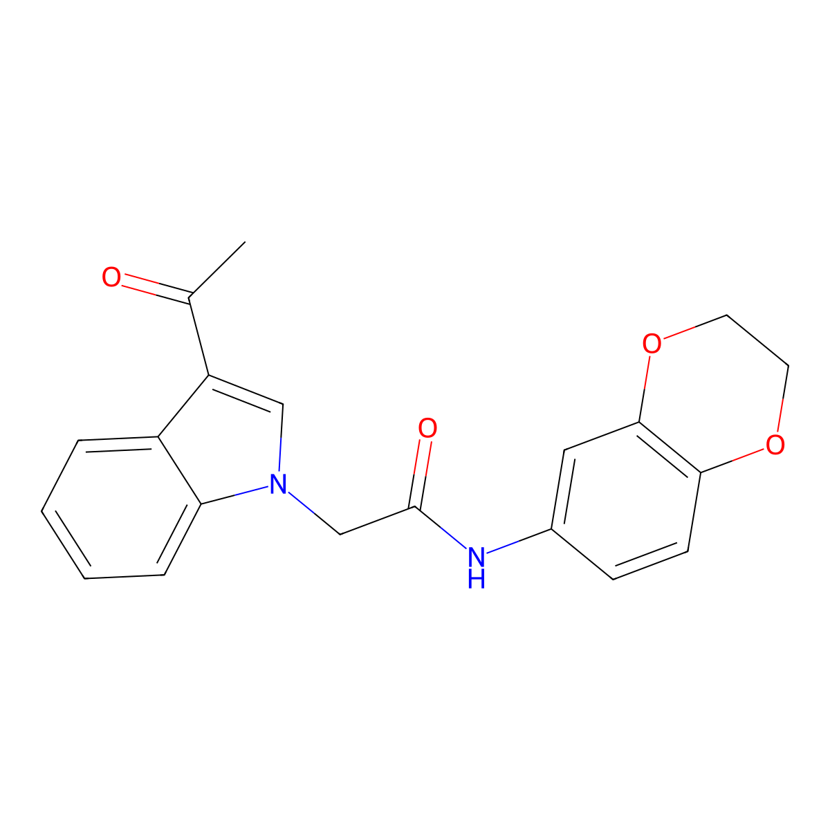 2-(3-acetyl-1H-indol-1-yl)-N-(2,3-dihydro-1,4-benzodioxin-6-yl)acetamide molecular structure, CAS 1144440-10-7