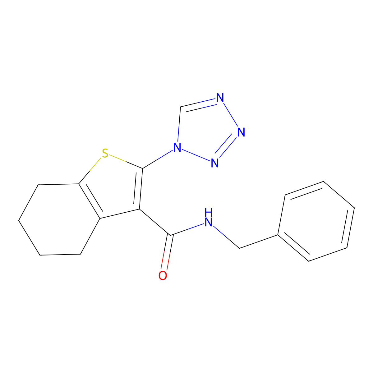 N-benzyl-2-(1H-tetrazol-1-yl)-4,5,6,7-tetrahydro-1-benzothiophene-3-carboxamide molecular structure, CAS 1144440-23-2