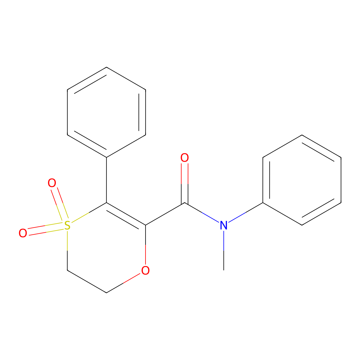 N-methyl-N,3-diphenyl-5,6-dihydro-1,4-oxathiine-2-carboxamide 4,4-dioxide molecular structure, CAS 1144440-26-5