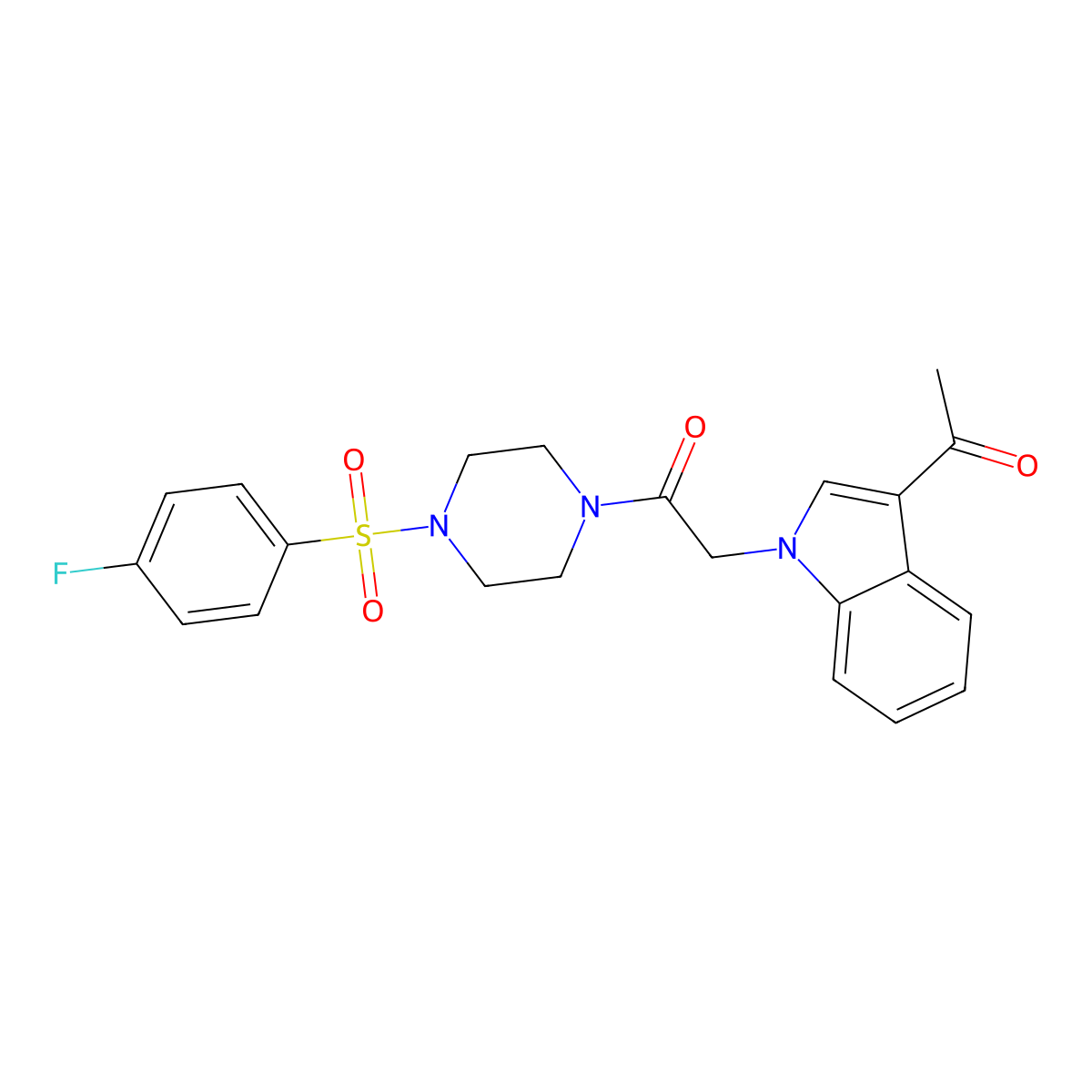 2-(3-acetyl-1H-indol-1-yl)-1-{4-[(4-fluorophenyl)sulfonyl]piperazin-1-yl}ethanone molecular structure, CAS 1144440-28-7