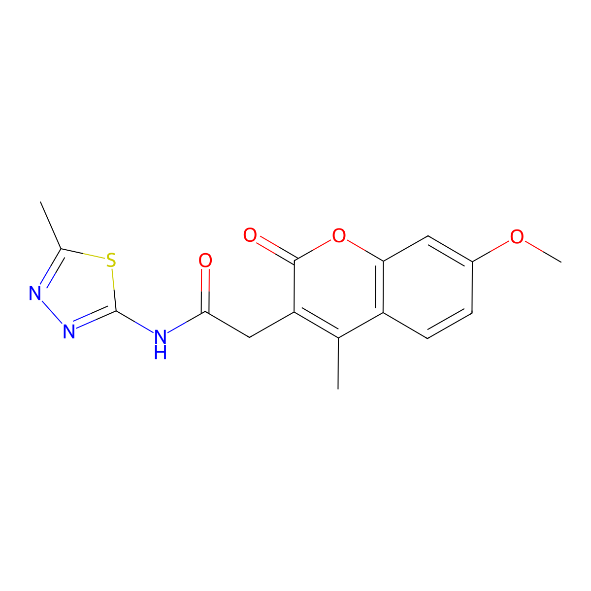 2-(7-methoxy-4-methyl-2-oxo-2H-chromen-3-yl)-N-(5-methyl-1,3,4-thiadiazol-2-yl)acetamide molecular structure, CAS 1144440-32-3