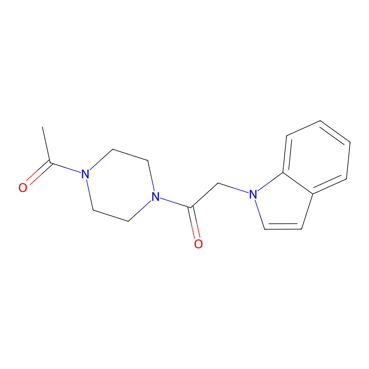 1-(4-acetylpiperazin-1-yl)-2-(1H-indol-1-yl)ethanone molecular structure, CAS 1144440-38-9