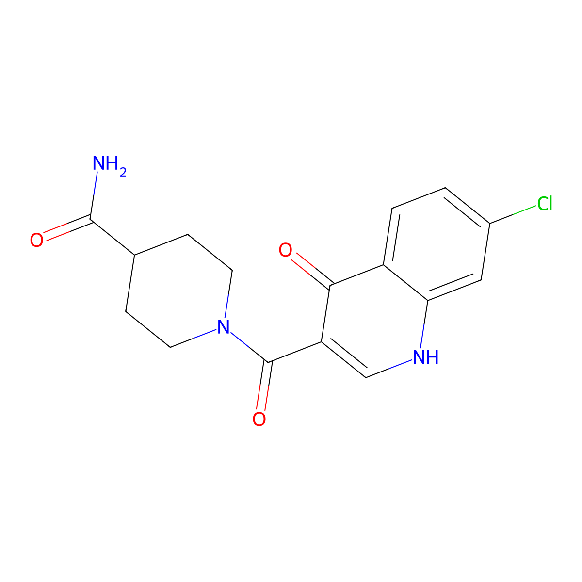 1-[(7-Chloro-4-oxo-1,4-dihydroquinolin-3-yl)carbonyl]piperidine-4-carboxamide molecular structure, CAS 1144440-43-6