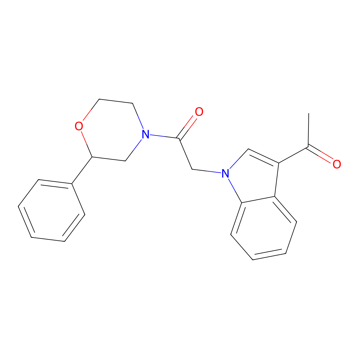 2-(3-acetyl-1H-indol-1-yl)-1-(2-phenylmorpholin-4-yl)ethanone molecular structure, CAS 1144440-66-3