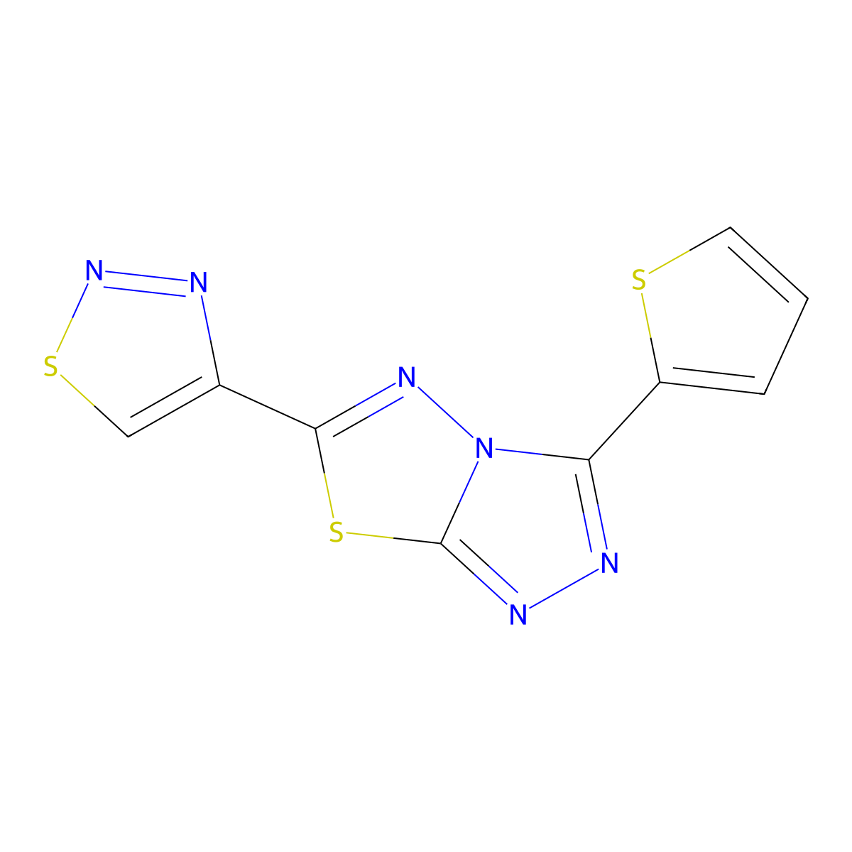6-(1,2,3-Thiadiazol-4-yl)-3-(thiophen-2-yl)[1,2,4]triazolo[3,4-b][1,3,4]thiadiazole molecular structure, CAS 1144440-78-7