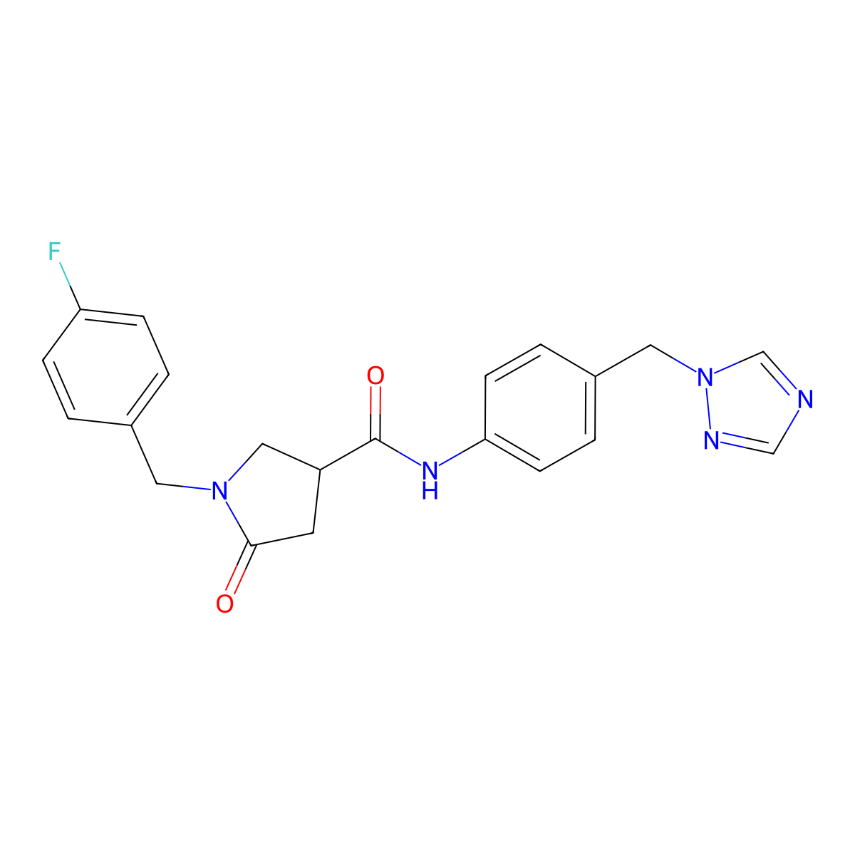 1-(4-fluorobenzyl)-5-oxo-N-[4-(1H-1,2,4-triazol-1-ylmethyl)phenyl]pyrrolidine-3-carboxamide molecular structure, CAS 1144441-23-5