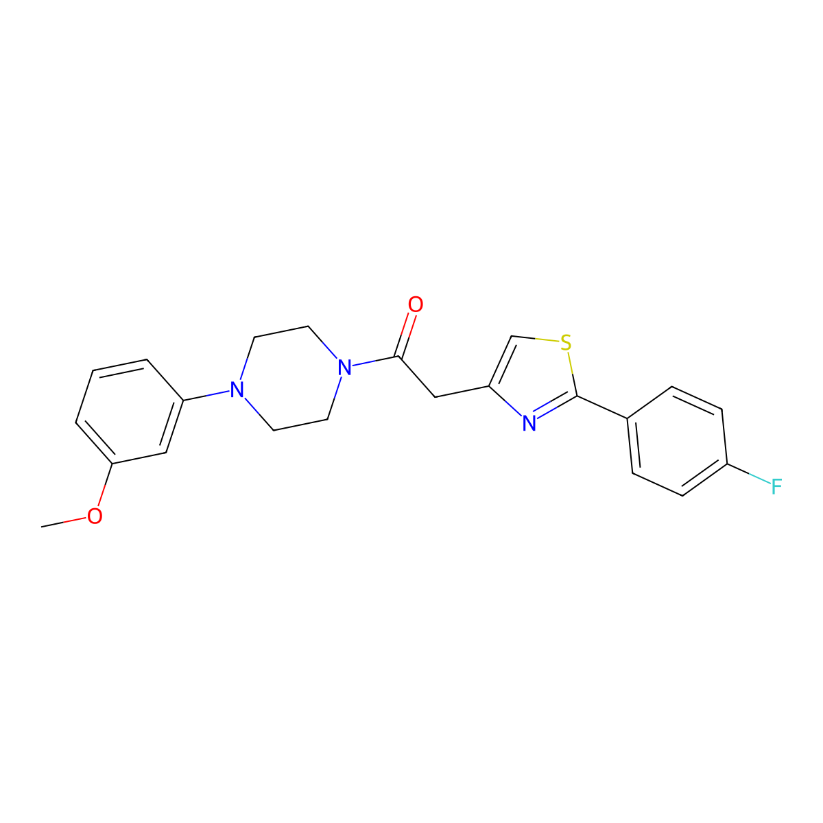2-[2-(4-Fluorophenyl)-1,3-thiazol-4-yl]-1-[4-(3-methoxyphenyl)piperazin-1-yl]ethanone molecular structure, CAS 1144441-29-1