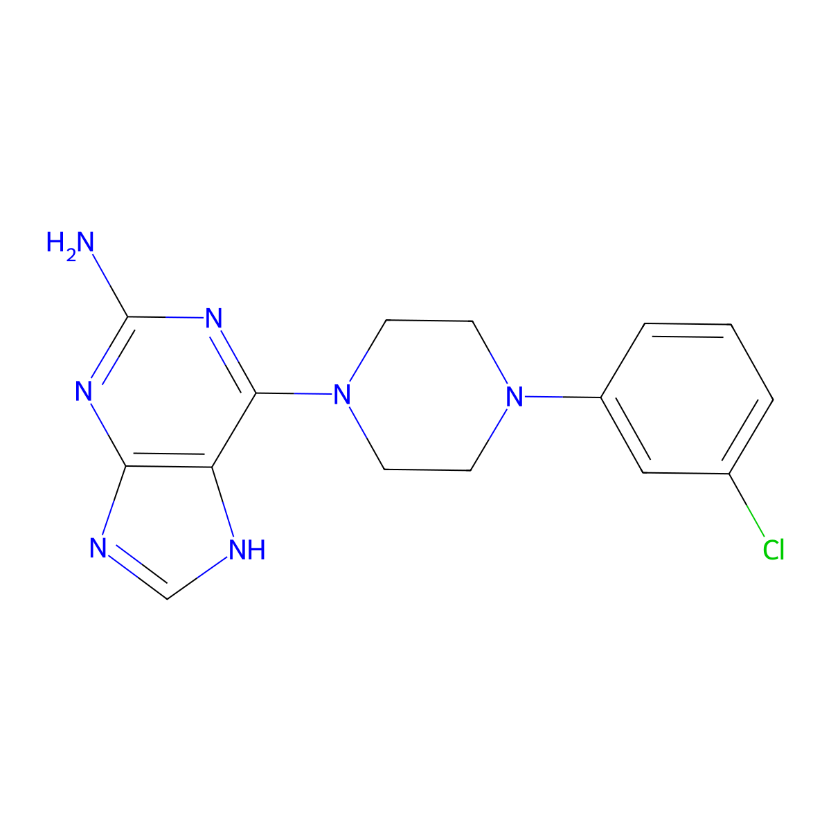 6-[4-(3-chlorophenyl)piperazin-1-yl]-7H-purin-2-amine molecular structure, CAS 1144441-32-6