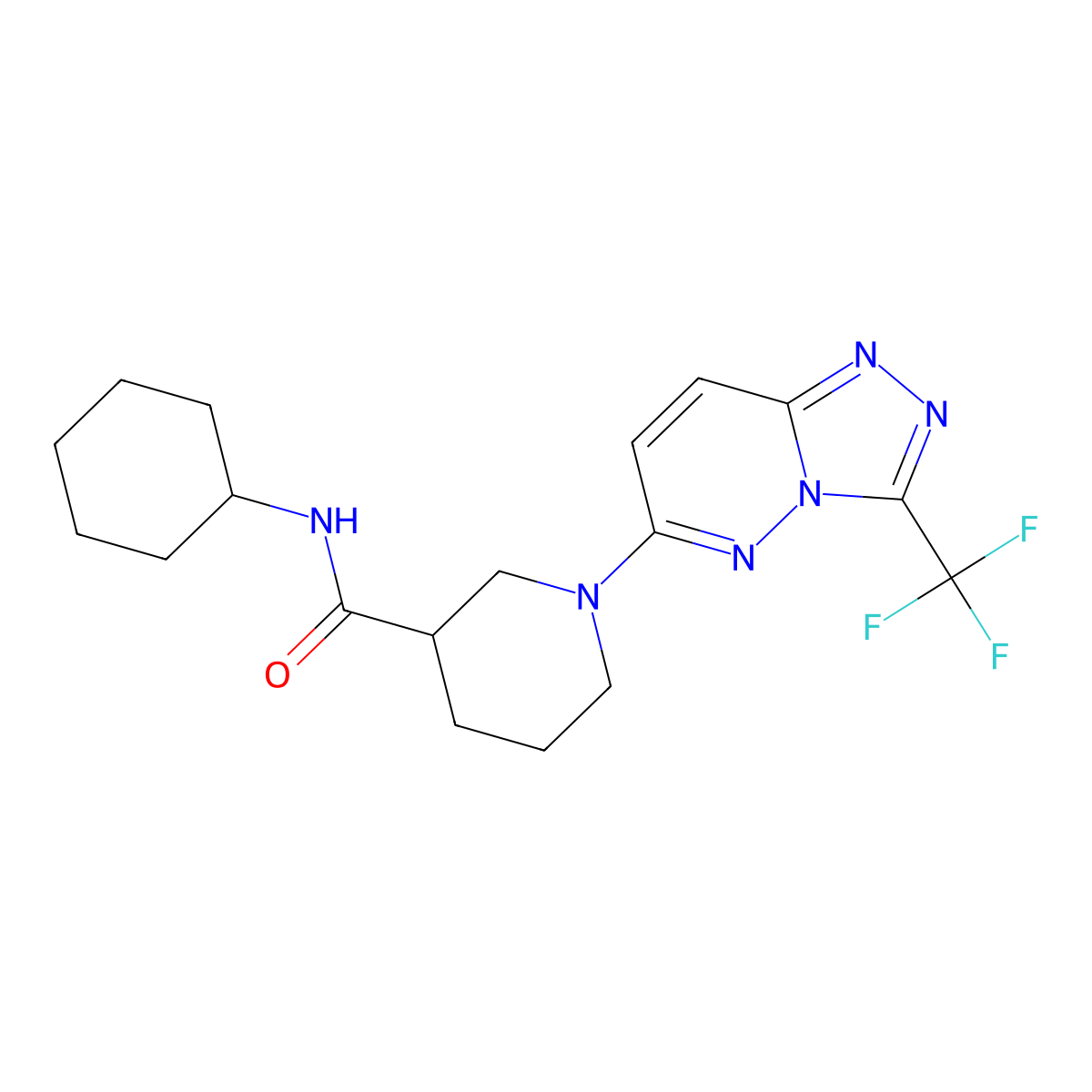 N-cyclohexyl-1-[3-(trifluoromethyl)[1,2,4]triazolo[4,3-b]pyridazin-6-yl]piperidine-3-carboxamide molecular structure, CAS 1144441-43-9