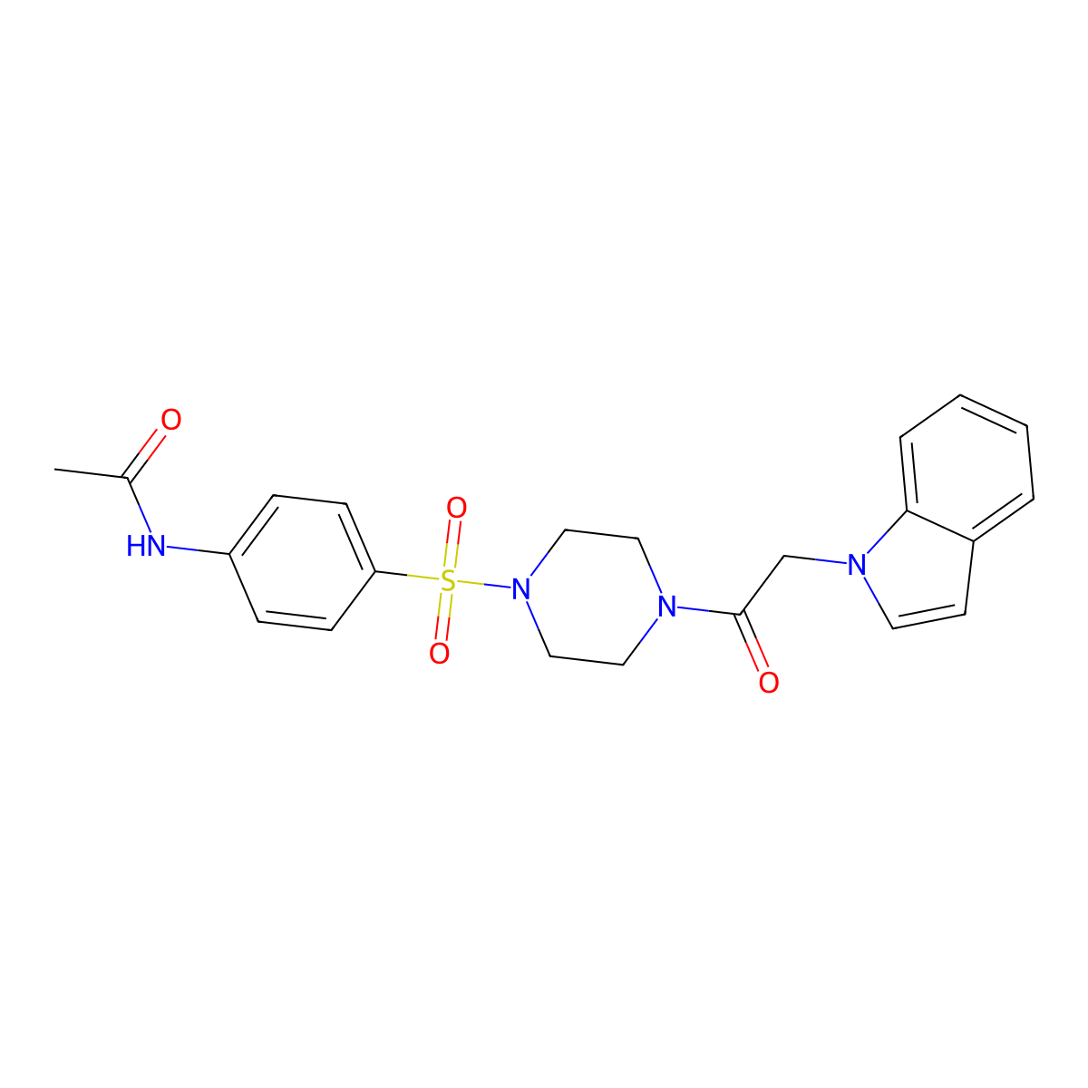 N-(4-{[4-(1H-indol-1-ylacetyl)piperazin-1-yl]sulfonyl}phenyl)acetamide molecular structure, CAS 1144441-69-9