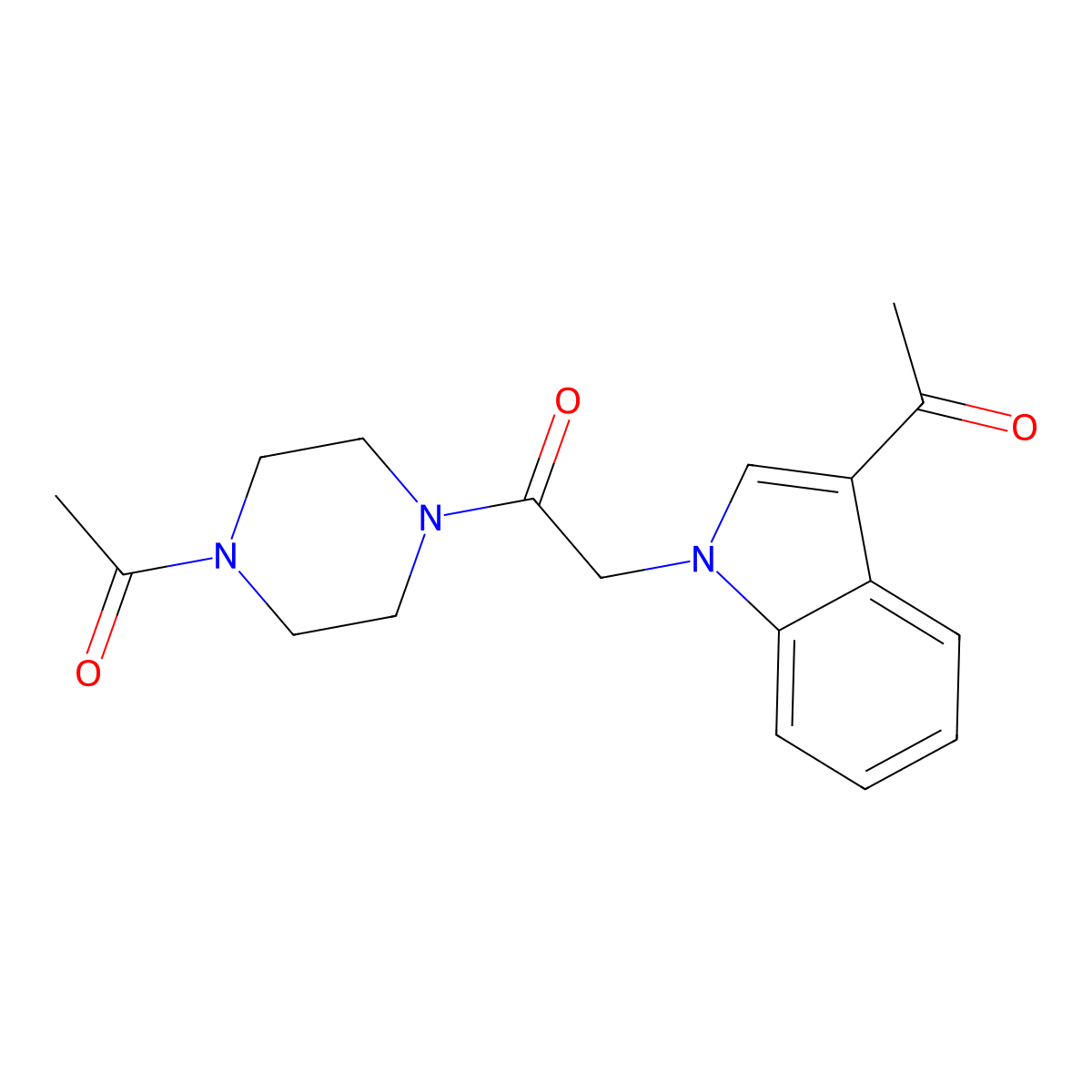 2-(3-acetyl-1H-indol-1-yl)-1-(4-acetylpiperazin-1-yl)ethanone molecular structure, CAS 1144441-81-5