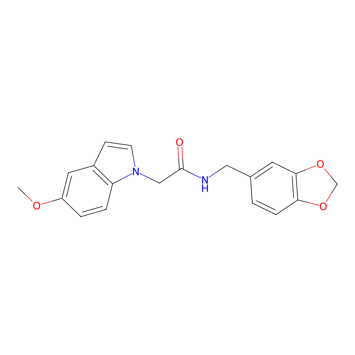 N-(1,3-benzodioxol-5-ylmethyl)-2-(5-methoxy-1H-indol-1-yl)acetamide molecular structure, CAS 1144441-85-9