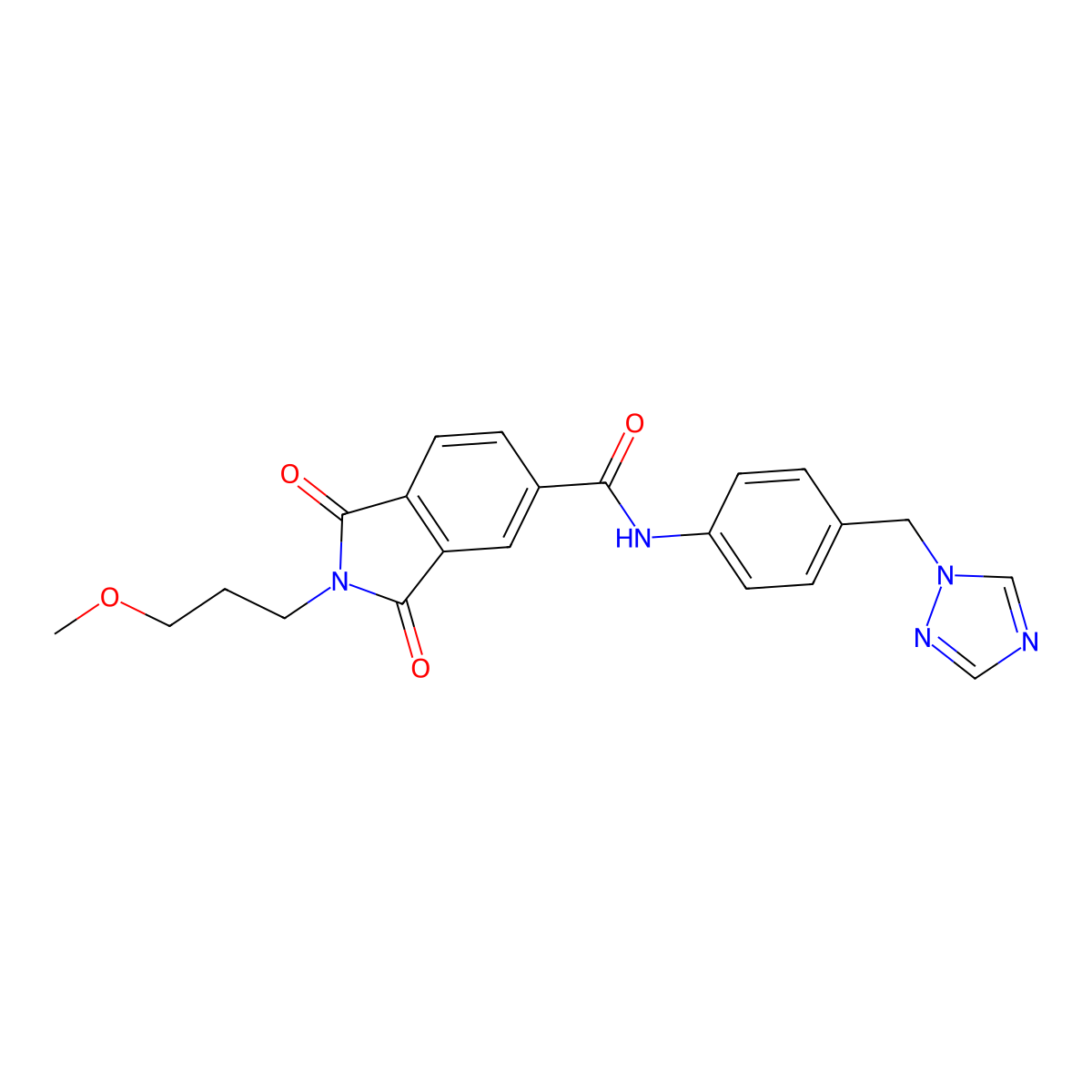 2-(3-methoxypropyl)-1,3-dioxo-N-[4-(1H-1,2,4-triazol-1-ylmethyl)phenyl]-2,3-dihydro-1H-isoindole-5-carboxamide molecular structure, CAS 1144441-92-8