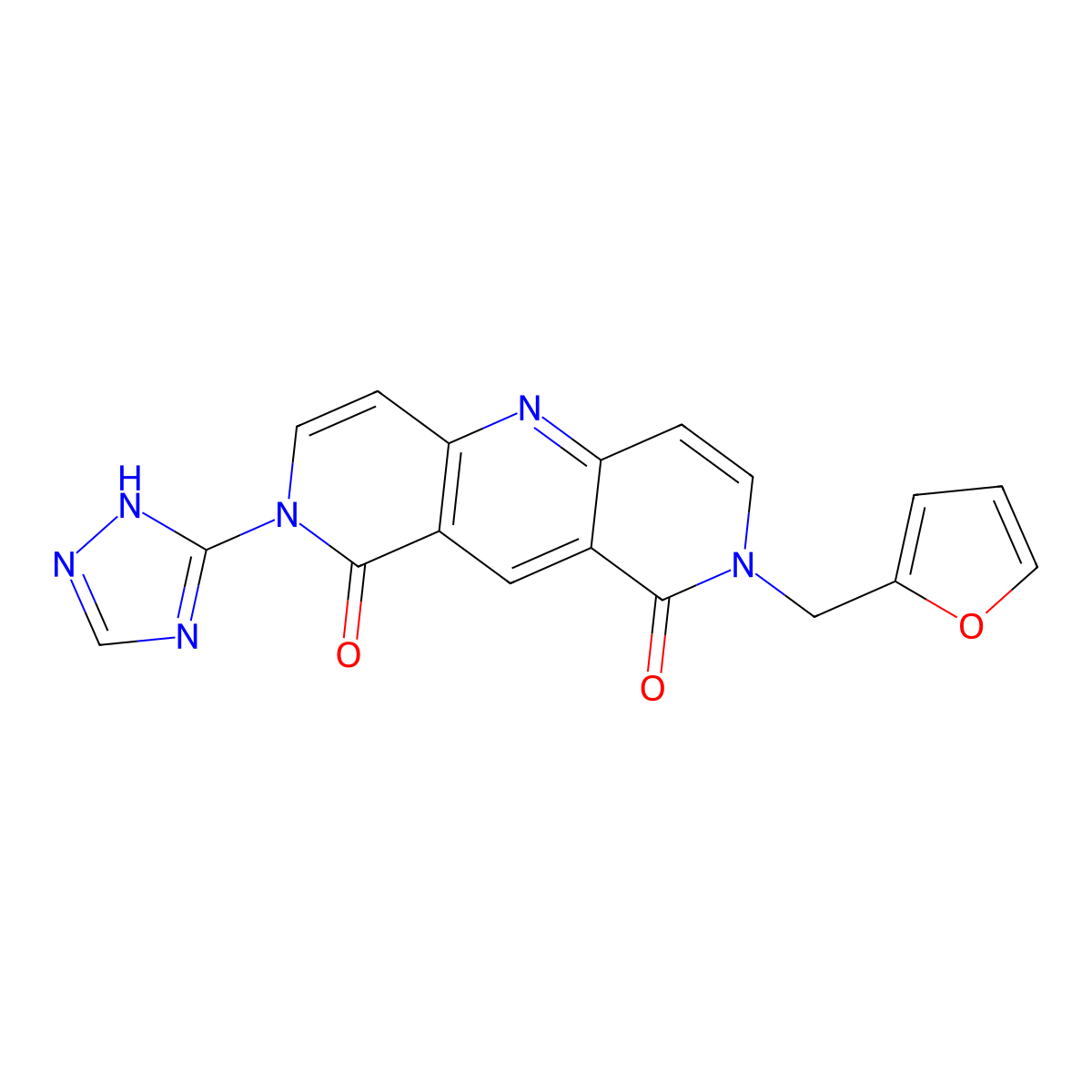 2-(2-furylmethyl)-8-(1H-1,2,4-triazol-5-yl)pyrido[4,3-b][1,6]naphthyridine-1,9(2H,8H)-dione molecular structure, CAS 1144441-94-0