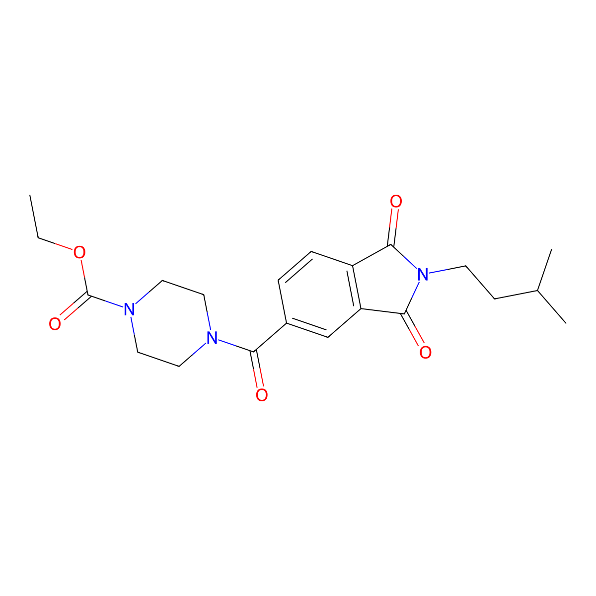 ethyl 4-{[2-(3-methylbutyl)-1,3-dioxo-2,3-dihydro-1H-isoindol-5-yl]carbonyl}piperazine-1-carboxylate molecular structure, CAS 1144442-09-0