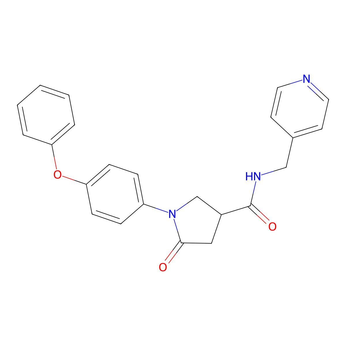 5-oxo-1-(4-phenoxyphenyl)-N-(pyridin-4-ylmethyl)pyrrolidine-3-carboxamide molecular structure, CAS 1144442-11-4