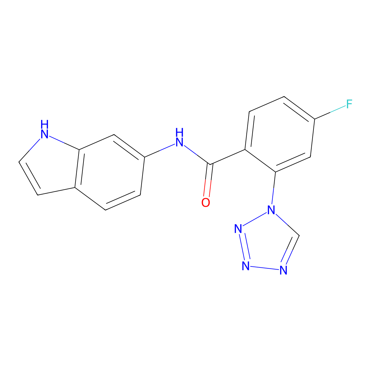 4-fluoro-N-(1H-indol-6-yl)-2-(1H-tetrazol-1-yl)benzamide molecular structure, CAS 1144442-21-6