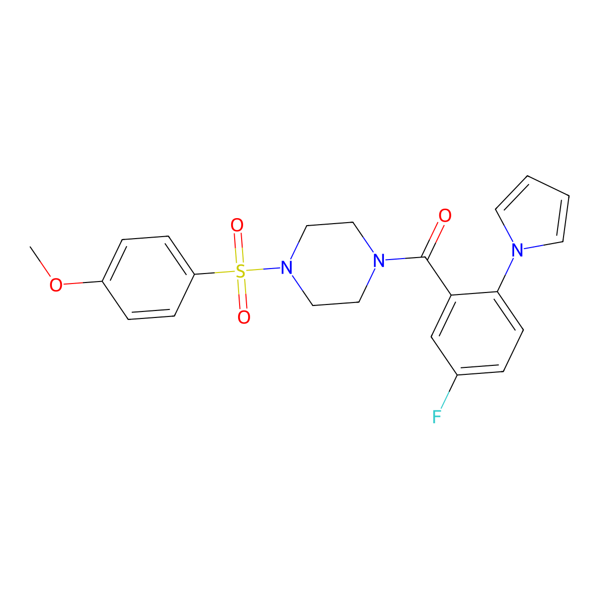 [5-fluoro-2-(1H-pyrrol-1-yl)phenyl]{4-[(4-methoxyphenyl)sulfonyl]piperazin-1-yl}methanone molecular structure, CAS 1144442-26-1