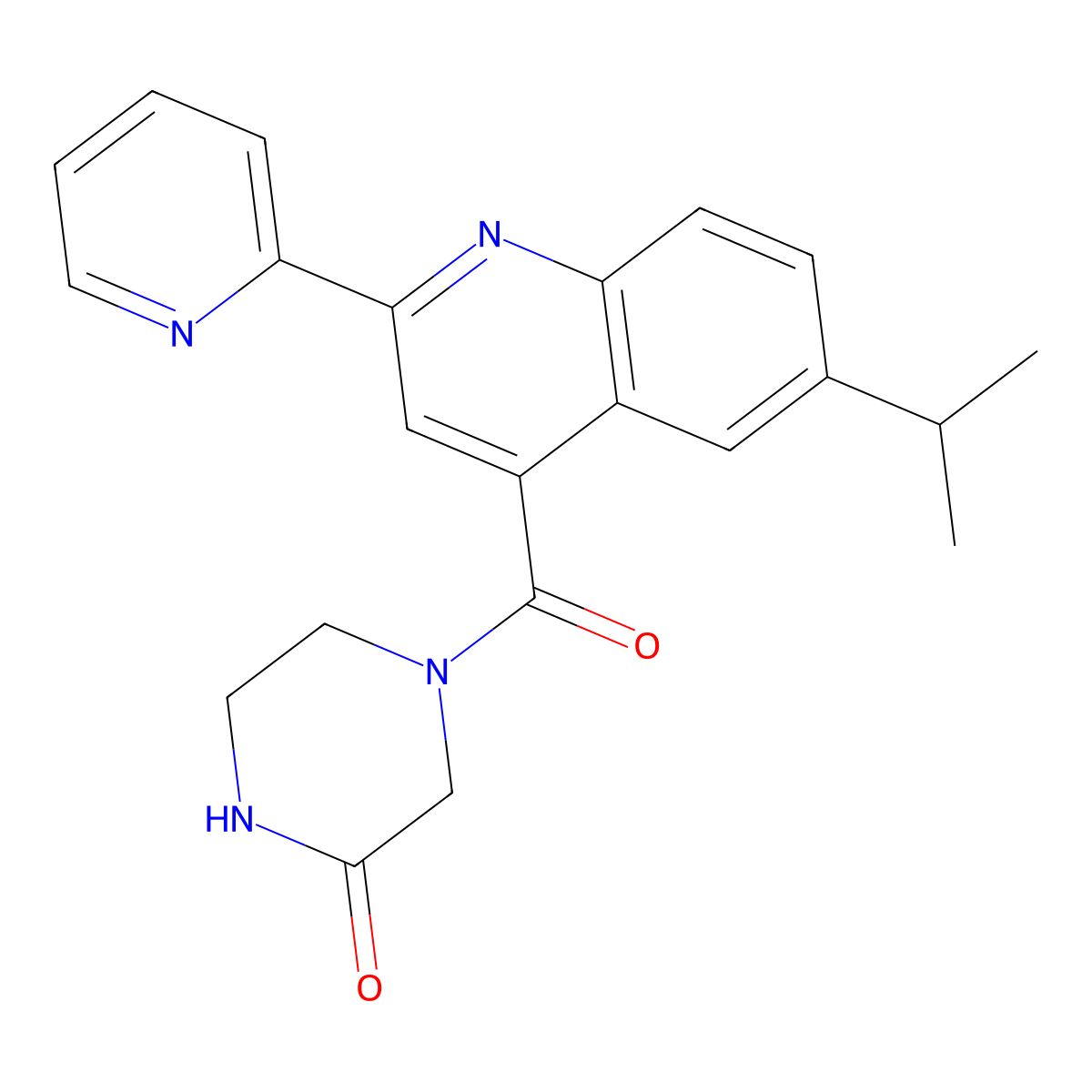 4-{[6-(Propan-2-yl)-2-(pyridin-2-yl)quinolin-4-yl]carbonyl}piperazin-2-one molecular structure, CAS 1144442-33-0
