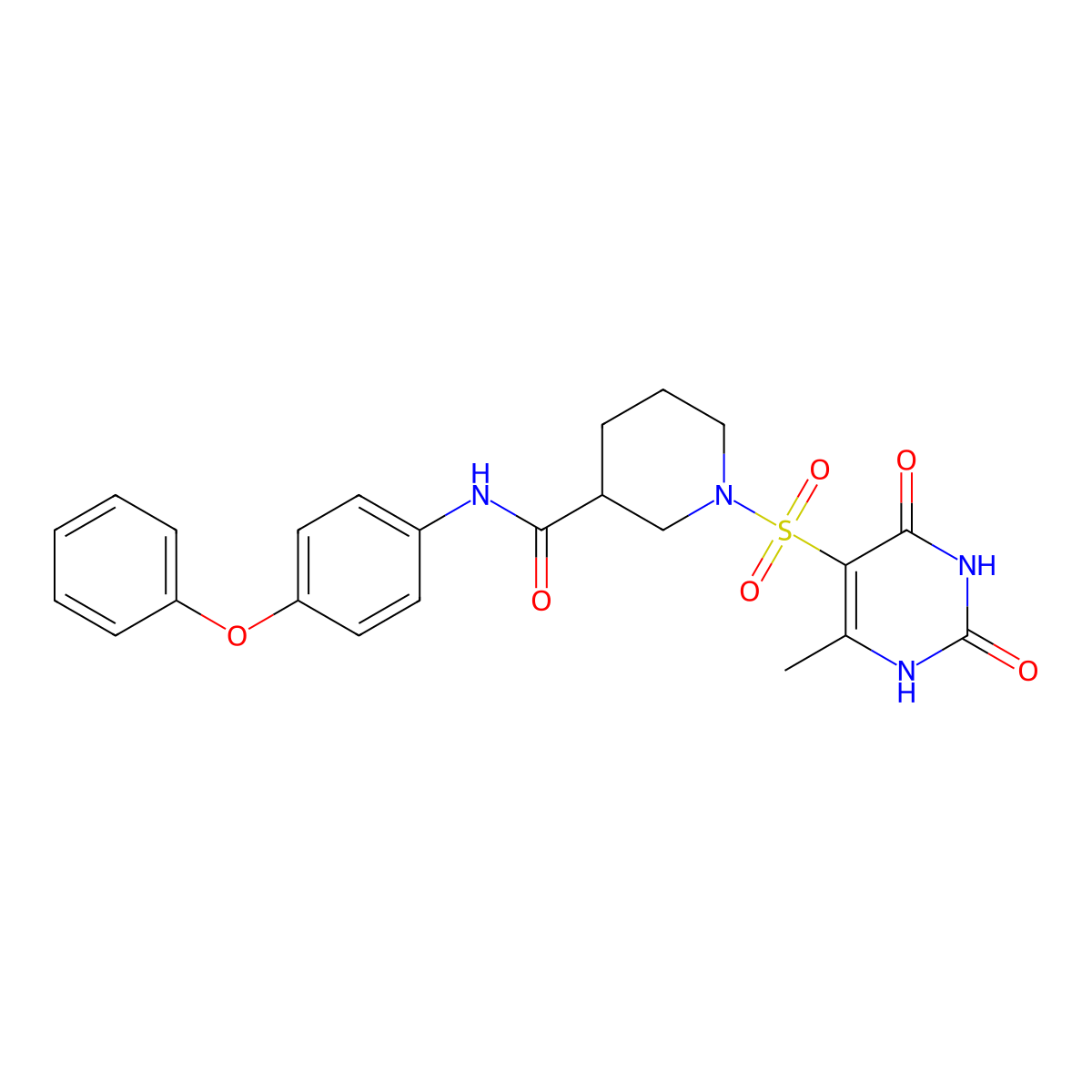 1-[(2,4-dihydroxy-6-methylpyrimidin-5-yl)sulfonyl]-N-(4-phenoxyphenyl)piperidine-3-carboxamide molecular structure, CAS 1144442-38-5