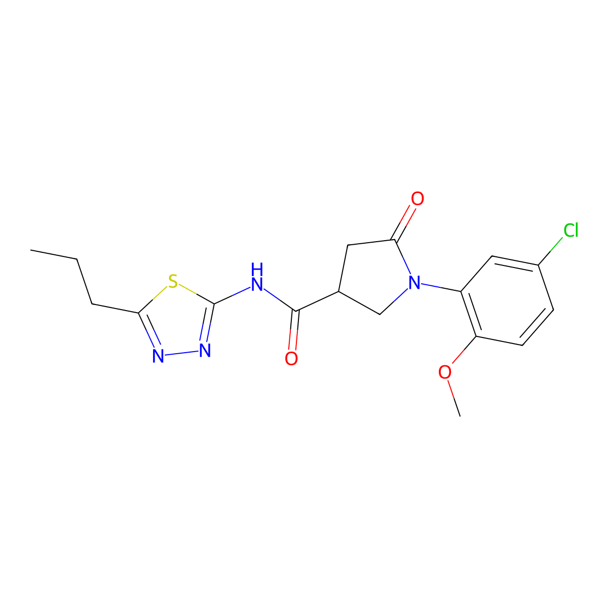 1-(5-chloro-2-methoxyphenyl)-5-oxo-N-(5-propyl-1,3,4-thiadiazol-2-yl)pyrrolidine-3-carboxamide molecular structure, CAS 1144442-42-1