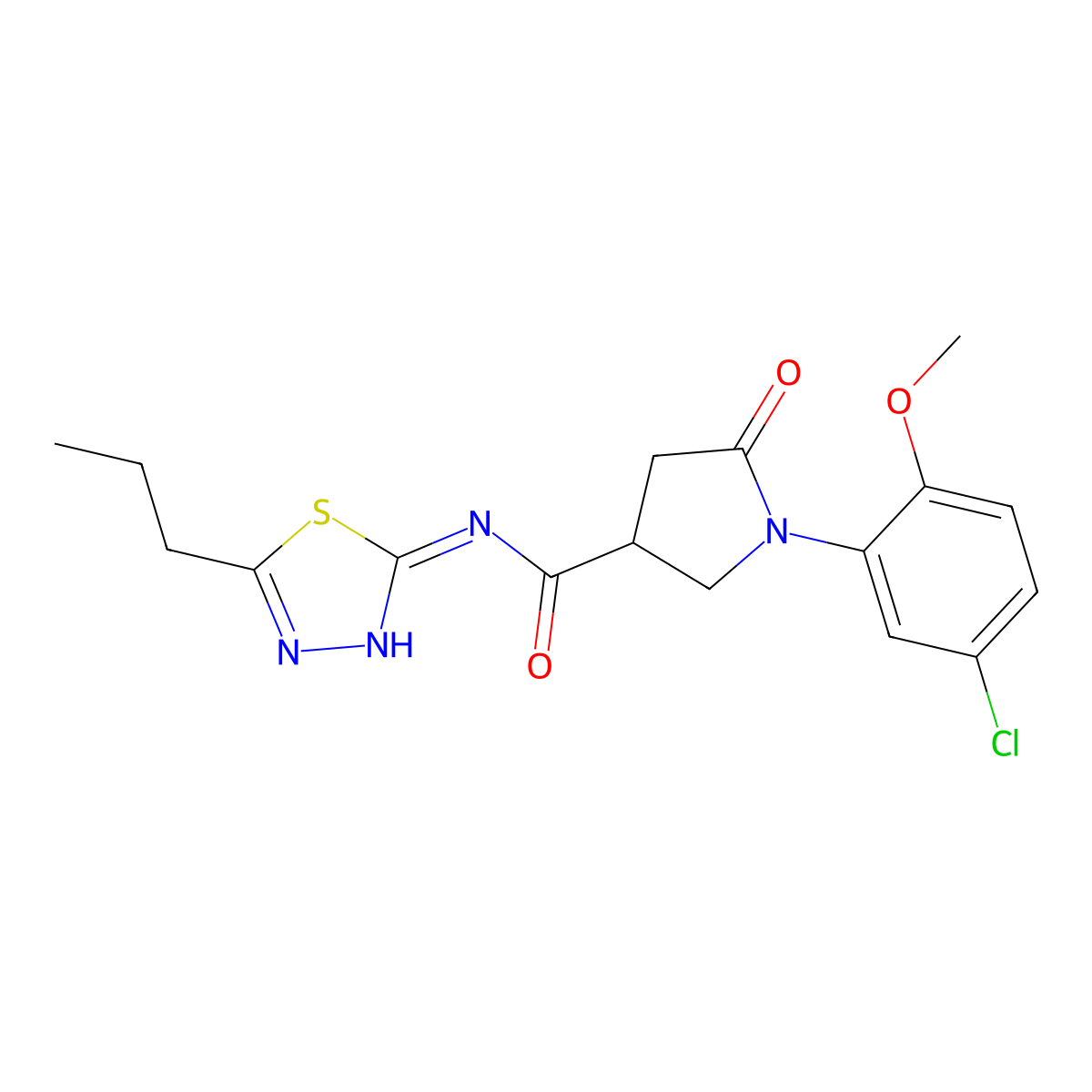 1-(5-chloro-2-methoxyphenyl)-5-oxo-N-(5-propyl-1,3,4-thiadiazol-2-yl)pyrrolidine-3-carboxamide molecular structure, CAS 1144442-42-1