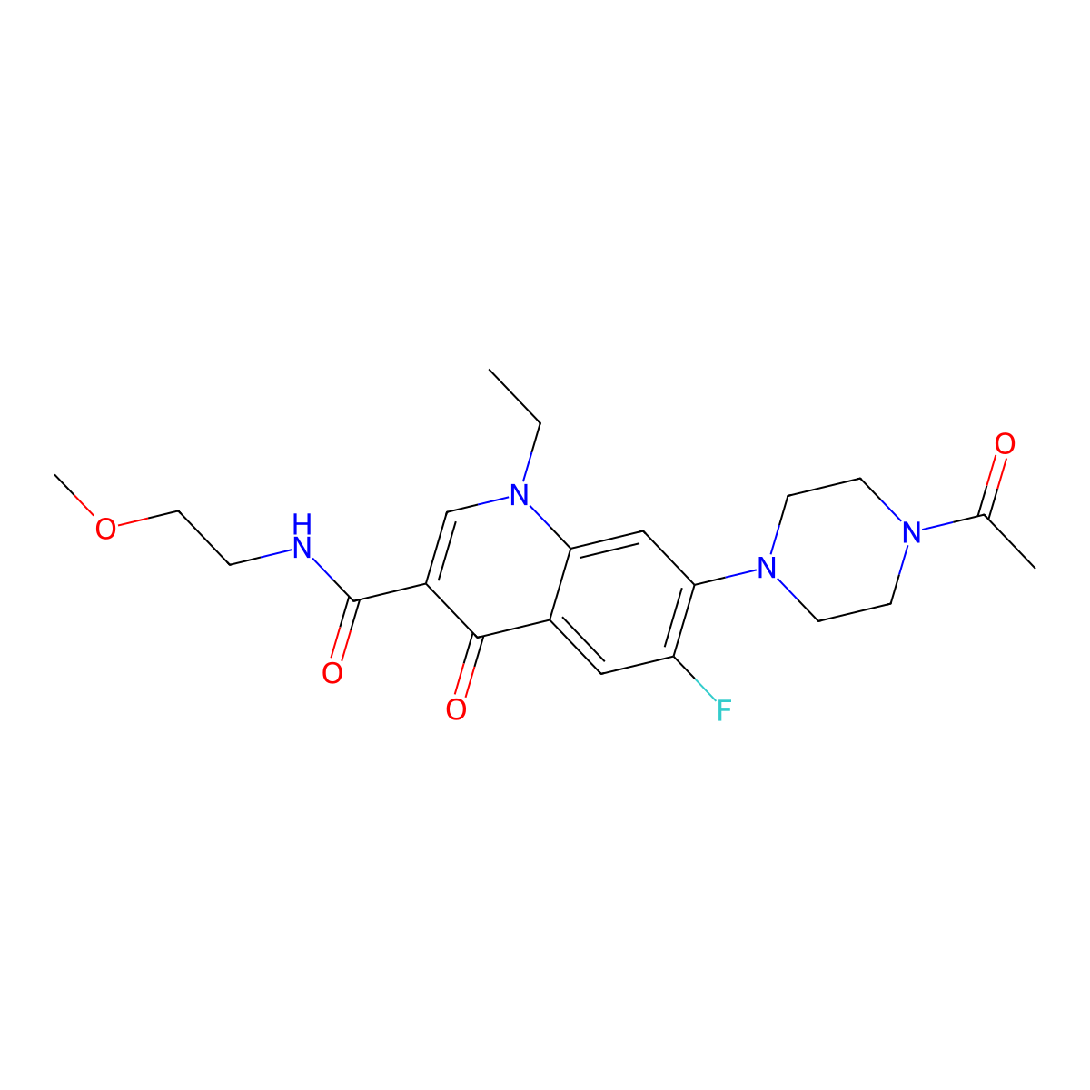 7-(4-acetylpiperazin-1-yl)-1-ethyl-6-fluoro-N-(2-methoxyethyl)-4-oxo-1,4-dihydroquinoline-3-carboxamide molecular structure, CAS 1144442-55-6