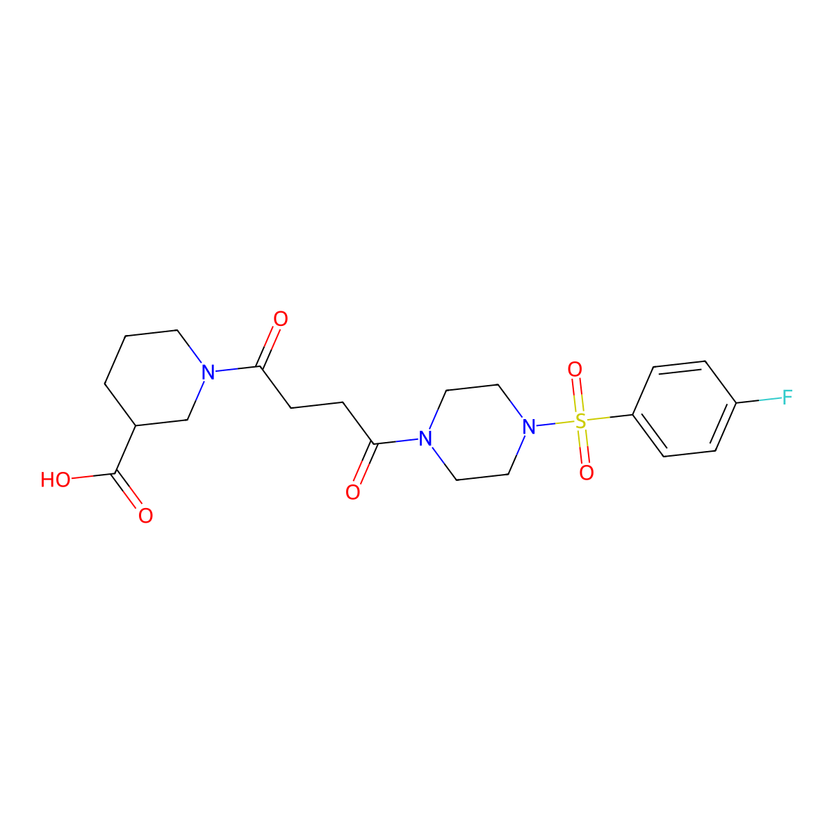 1-(4-{4-[(4-Fluorophenyl)sulfonyl]piperazin-1-yl}-4-oxobutanoyl)piperidine-3-carboxylic acid molecular structure, CAS 1144442-66-9