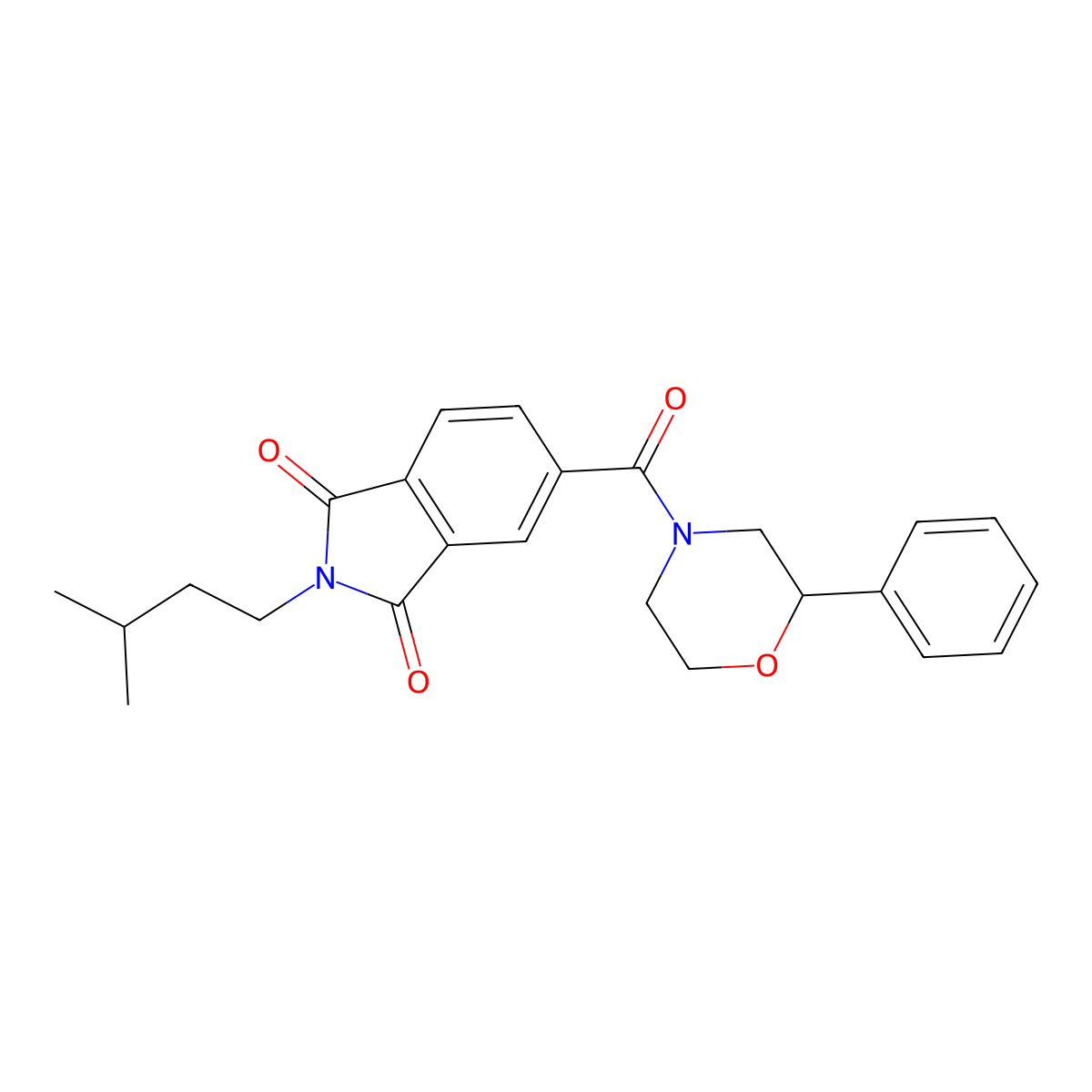 2-(3-methylbutyl)-5-[(2-phenylmorpholin-4-yl)carbonyl]-1H-isoindole-1,3(2H)-dione molecular structure, CAS 1144442-71-6