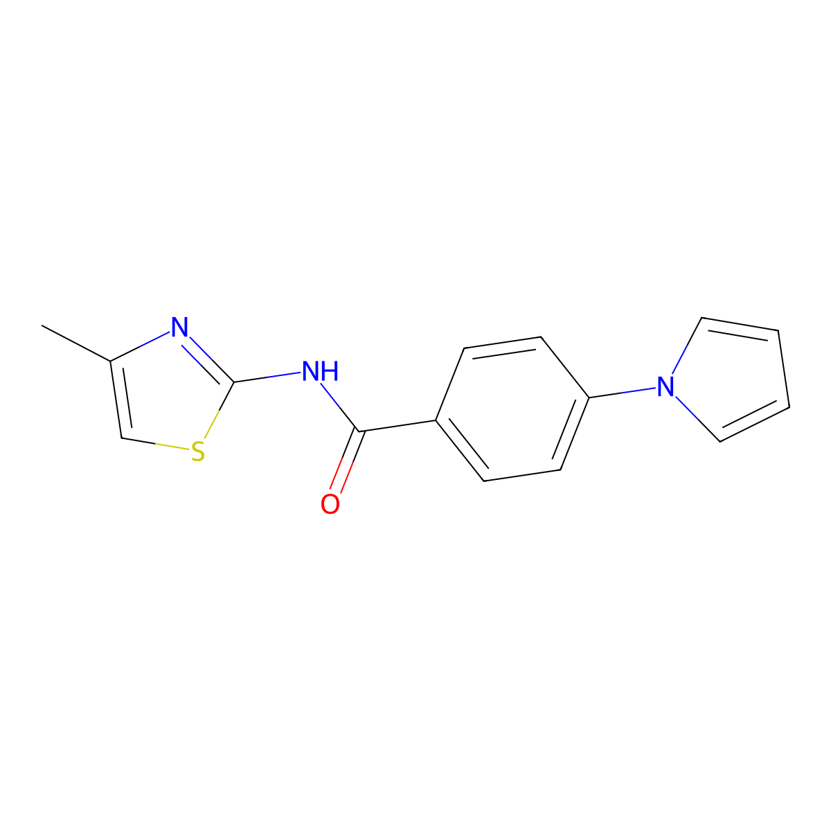 N-(4-methyl-1,3-thiazol-2-yl)-4-(1H-pyrrol-1-yl)benzamide molecular structure, CAS 1144442-78-3