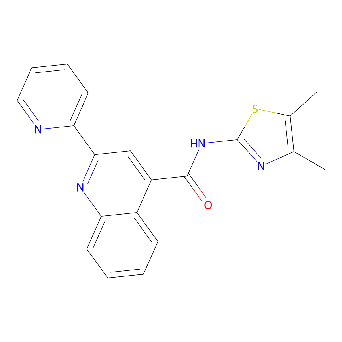 N-(4,5-dimethyl-1,3-thiazol-2-yl)-2-(2-pyridyl)-4-quinolinecarboxamide molecular structure, CAS 1144442-83-0