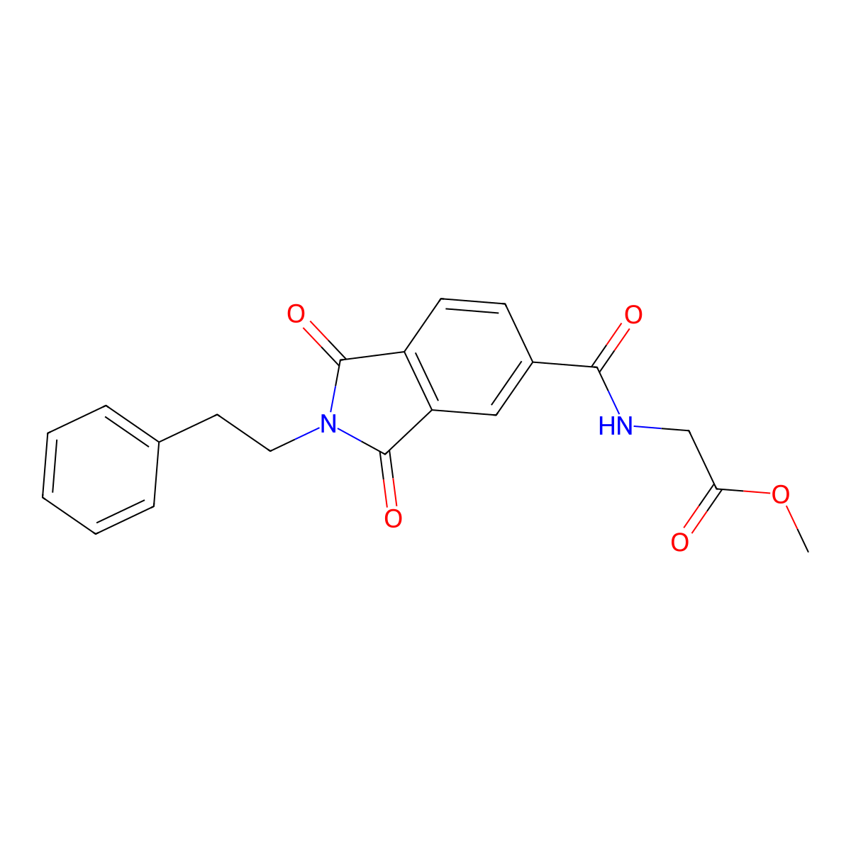 methyl N-{[1,3-dioxo-2-(2-phenylethyl)-2,3-dihydro-1H-isoindol-5-yl]carbonyl}glycinate molecular structure, CAS 1144442-88-5